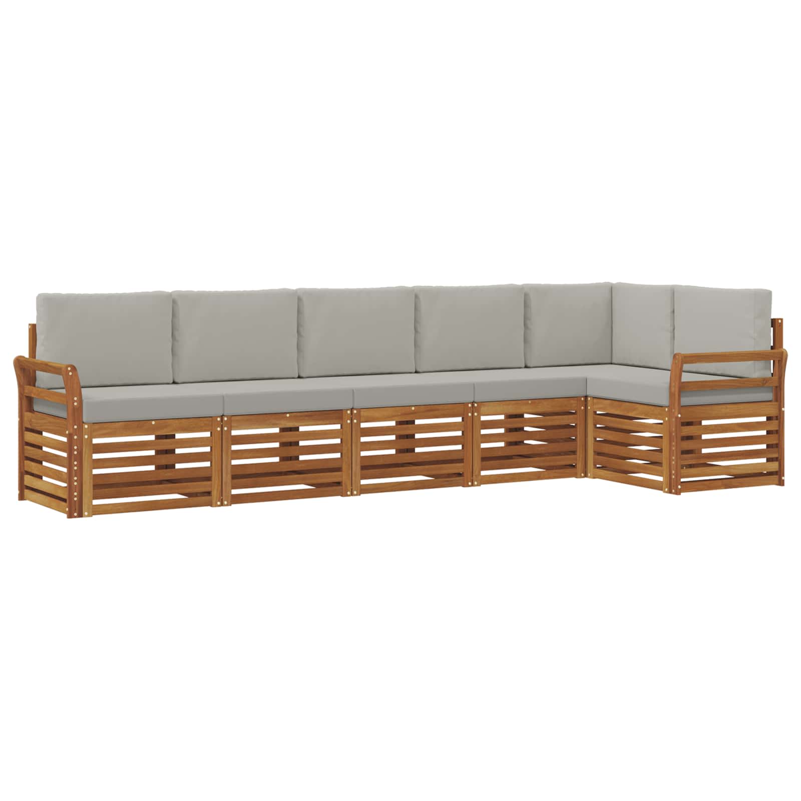 Outdoor-Sofagarnitur 6 stk. Natürlich und Hellgrau Polyester