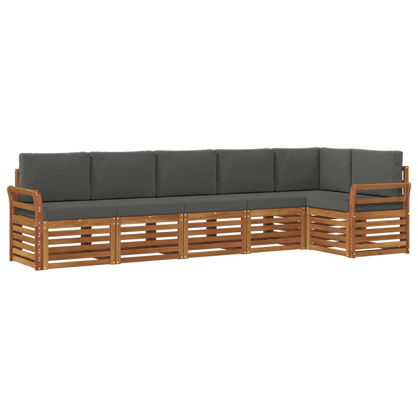 Outdoor-Sofagarnitur 6 stk. Natur und Anthrazit Polyester