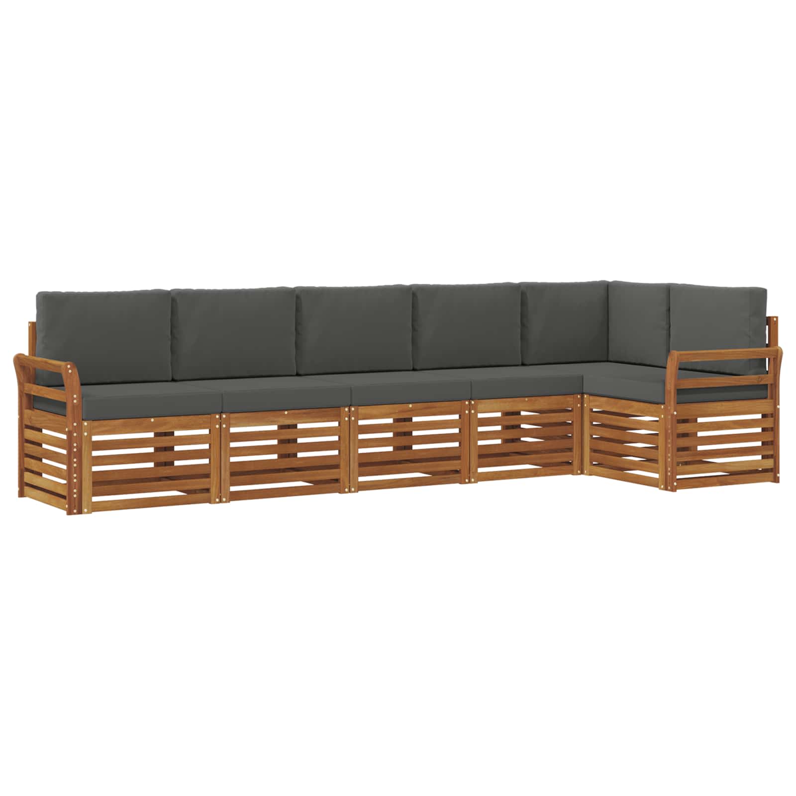 Outdoor-Sofagarnitur 6 stk. Natur und Anthrazit Polyester