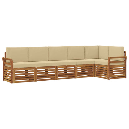 Outdoor-Sofagarnitur 6 stk. Natur und Beige Polyester