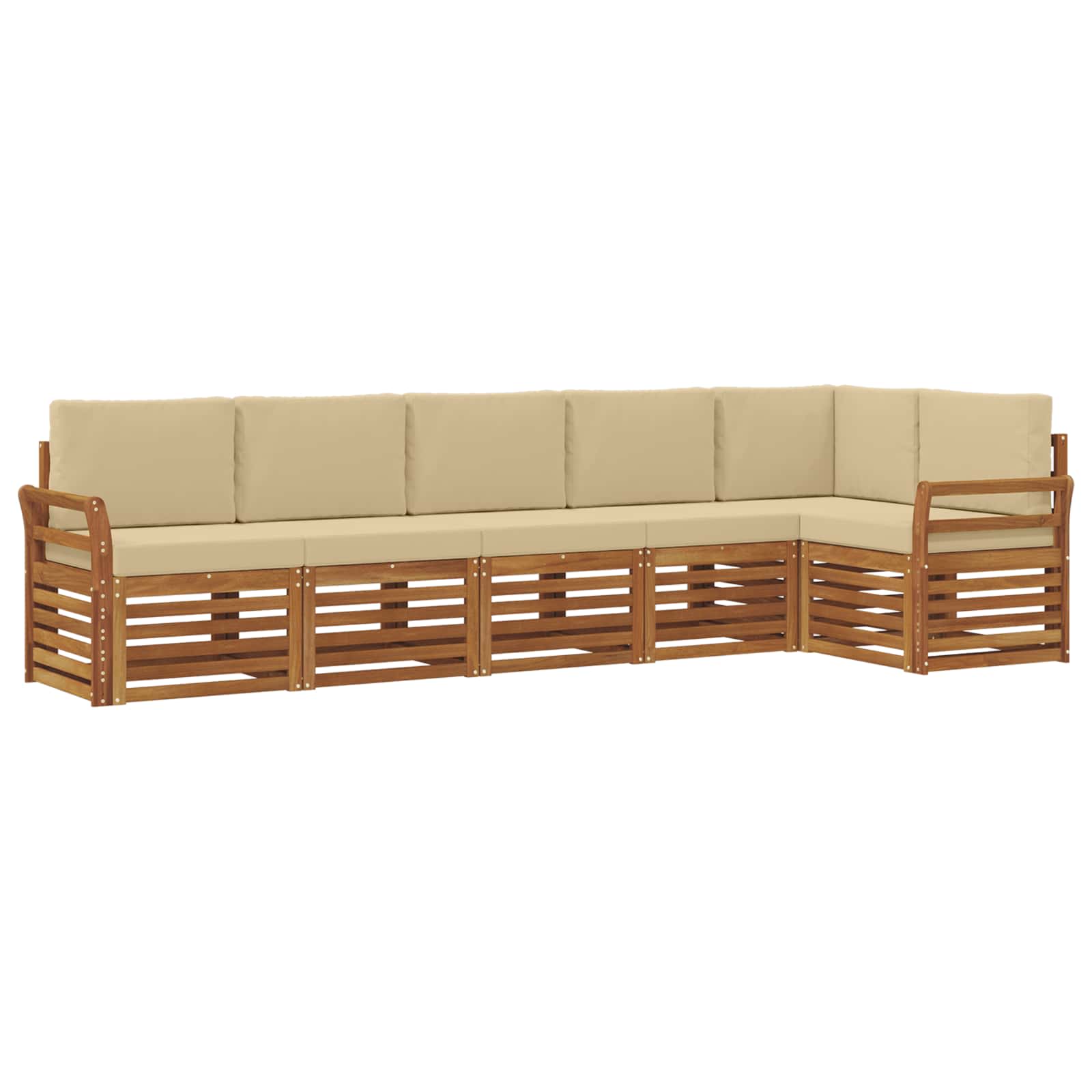 Outdoor-Sofagarnitur 6 stk. Natur und Beige Polyester