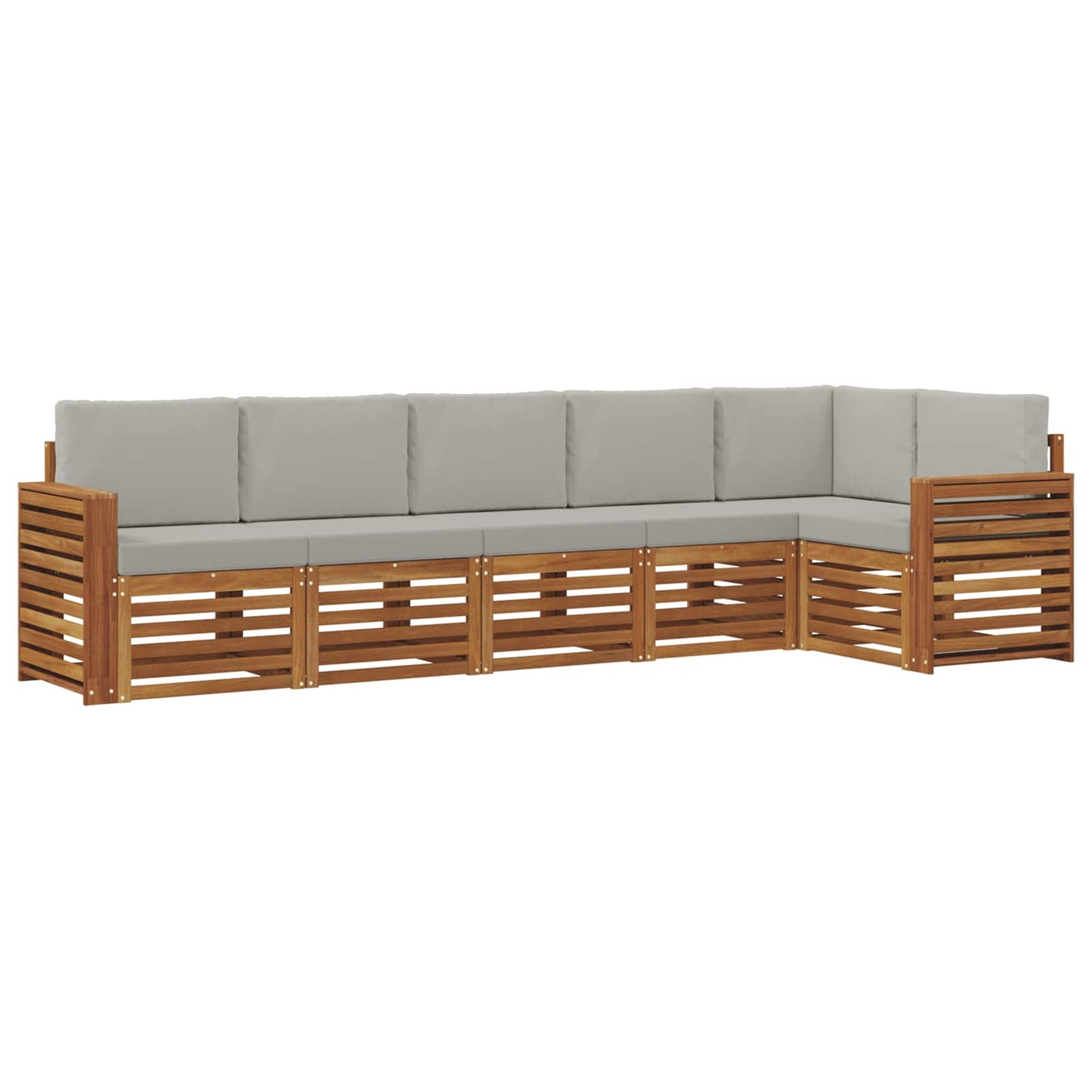 Outdoor-Sofagarnitur 6 stk. Natürlich und Hellgrau Polyester