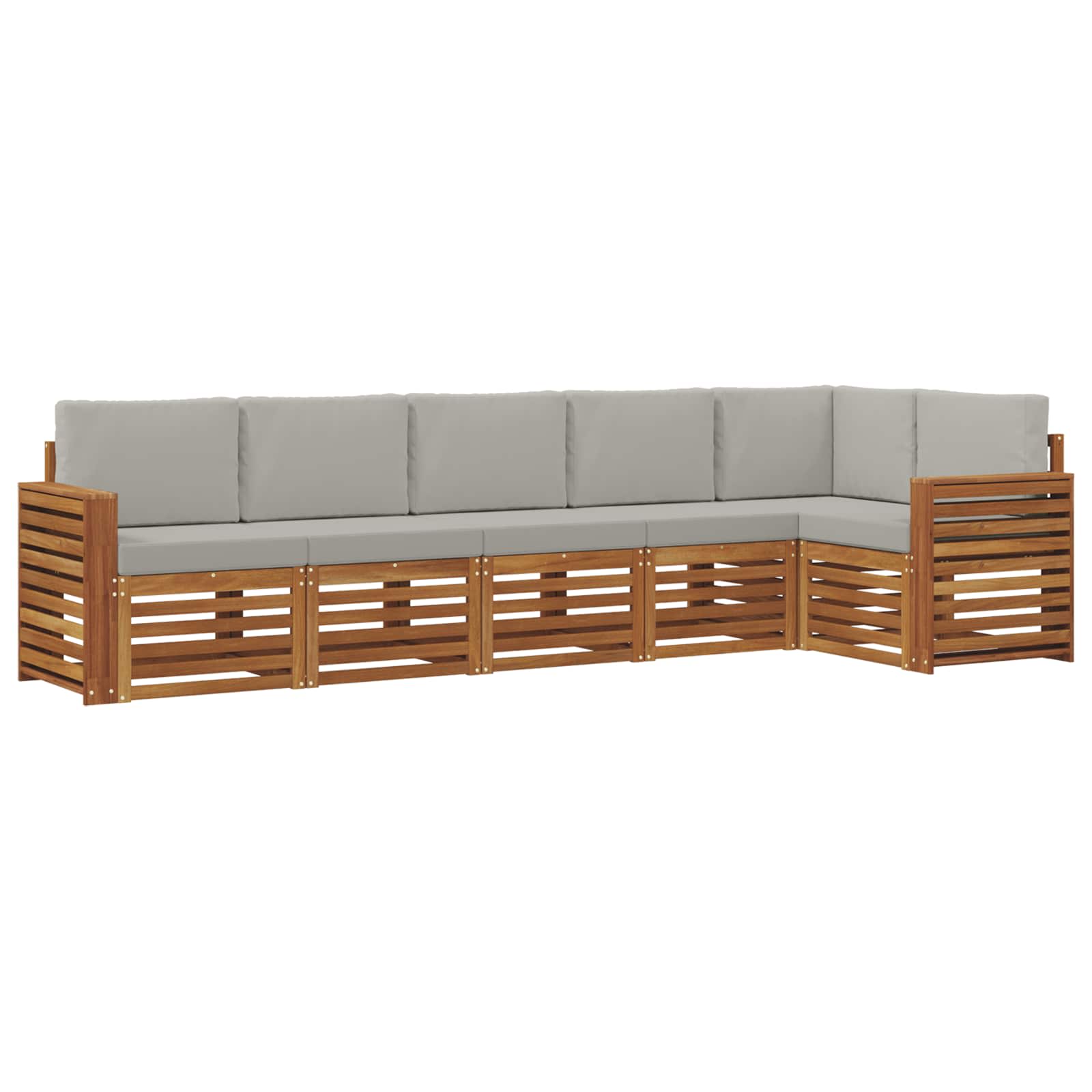 Outdoor-Sofagarnitur 6 stk. Natürlich und Hellgrau Polyester
