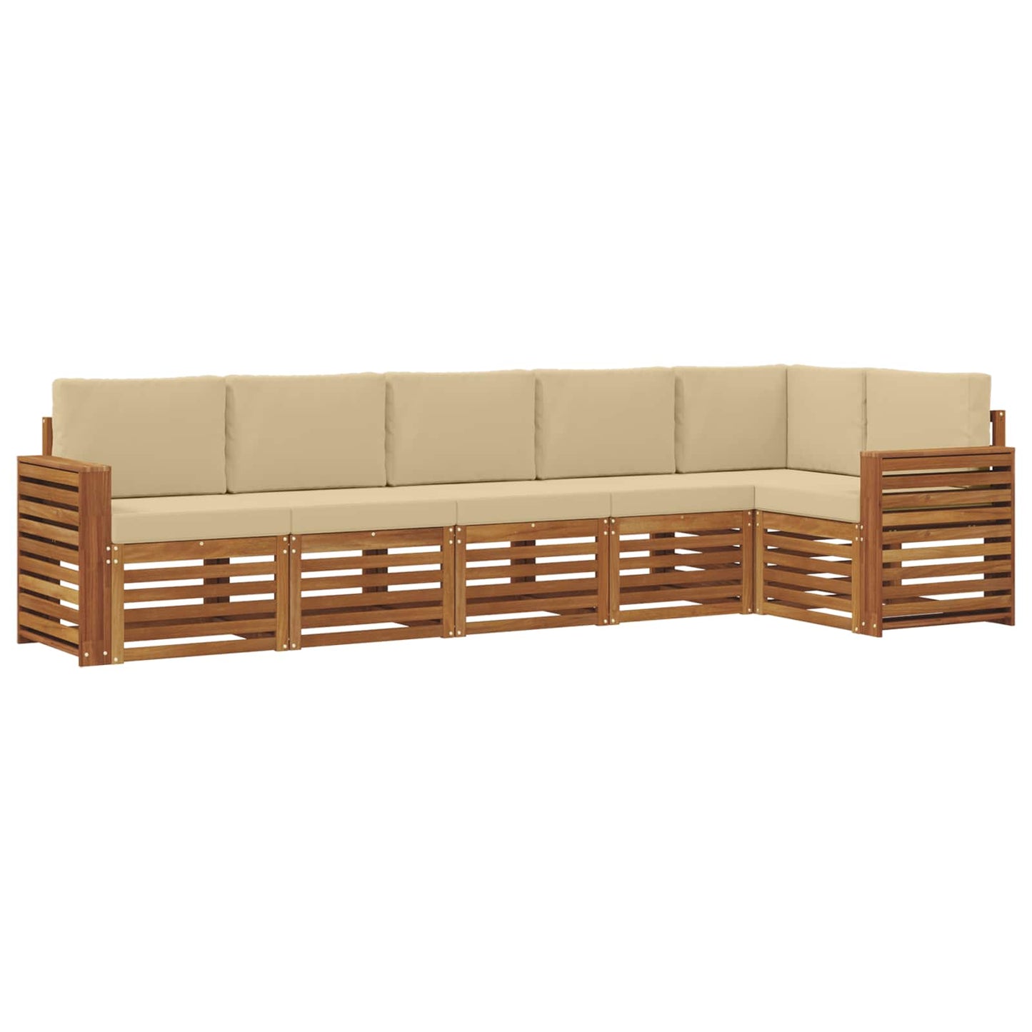 Outdoor-Sofagarnitur 6 stk. Natur und Beige Polyester