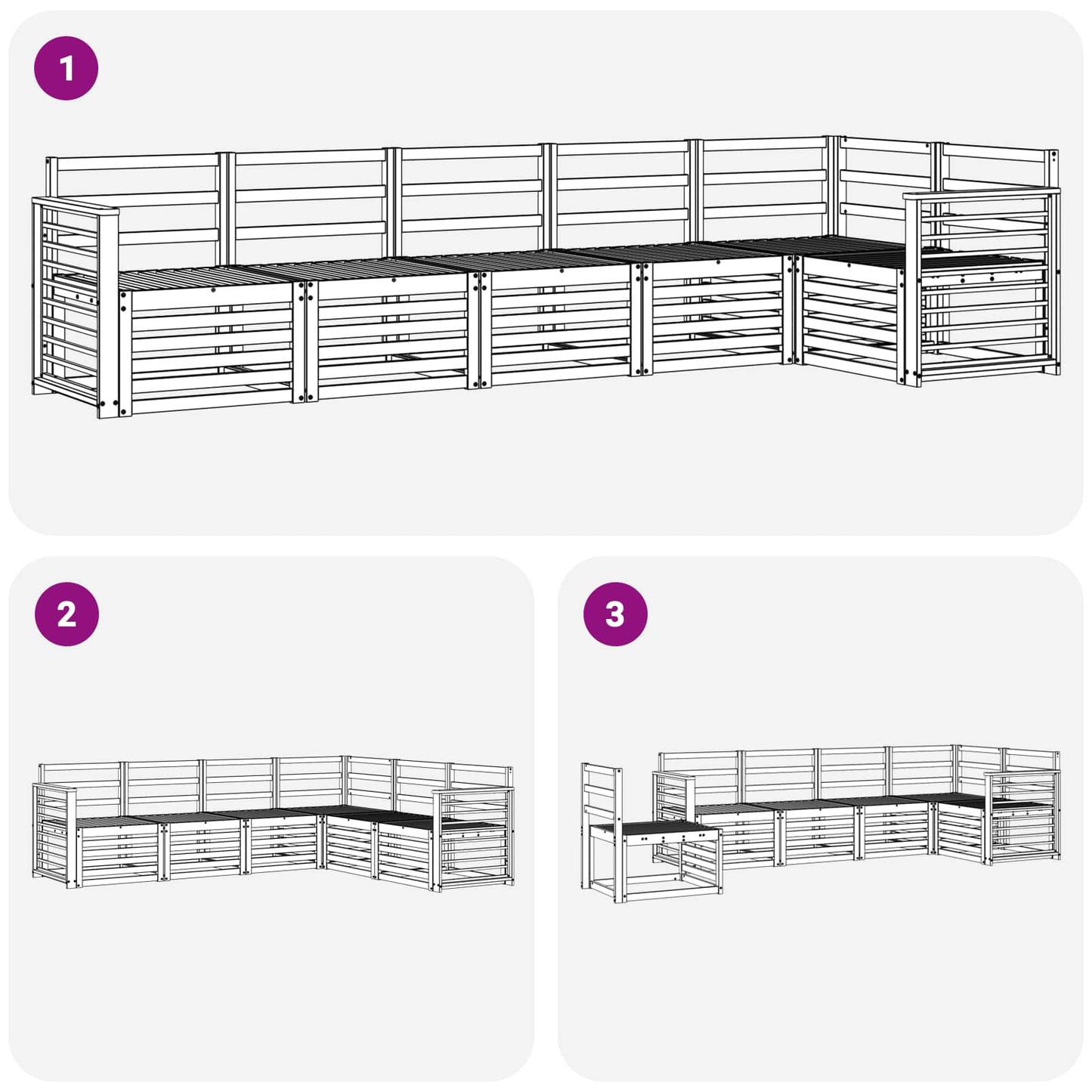Sofagarnituren 6 pcs Natur Massivholz Akazie