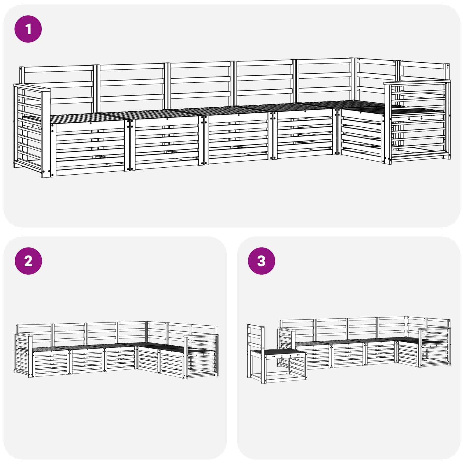 Sofagarnituren 6 pcs Natur Massivholz Akazie