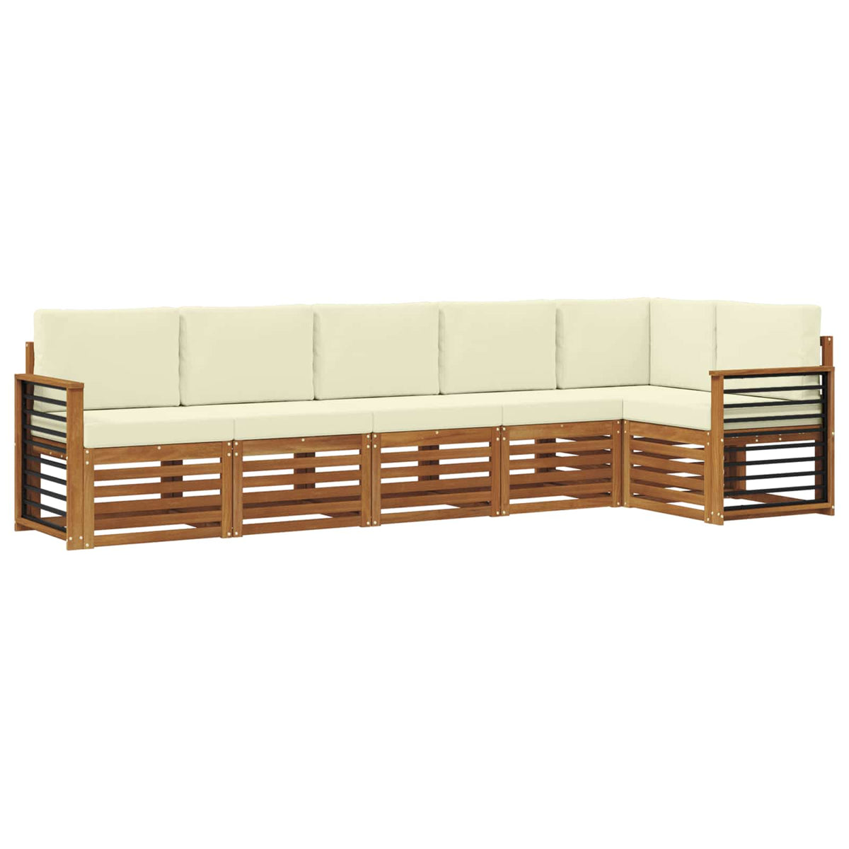 Outdoor-Sofagarnitur 6 stk. Natur und Creme Polyester