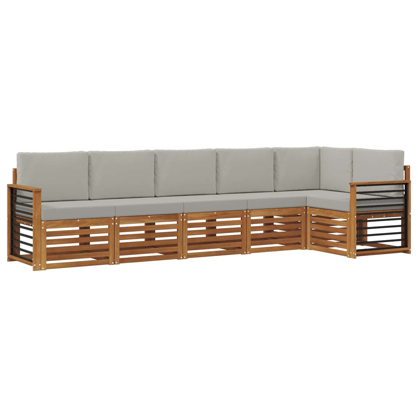 Outdoor-Sofagarnitur 6 stk. Natürlich und Hellgrau Polyester