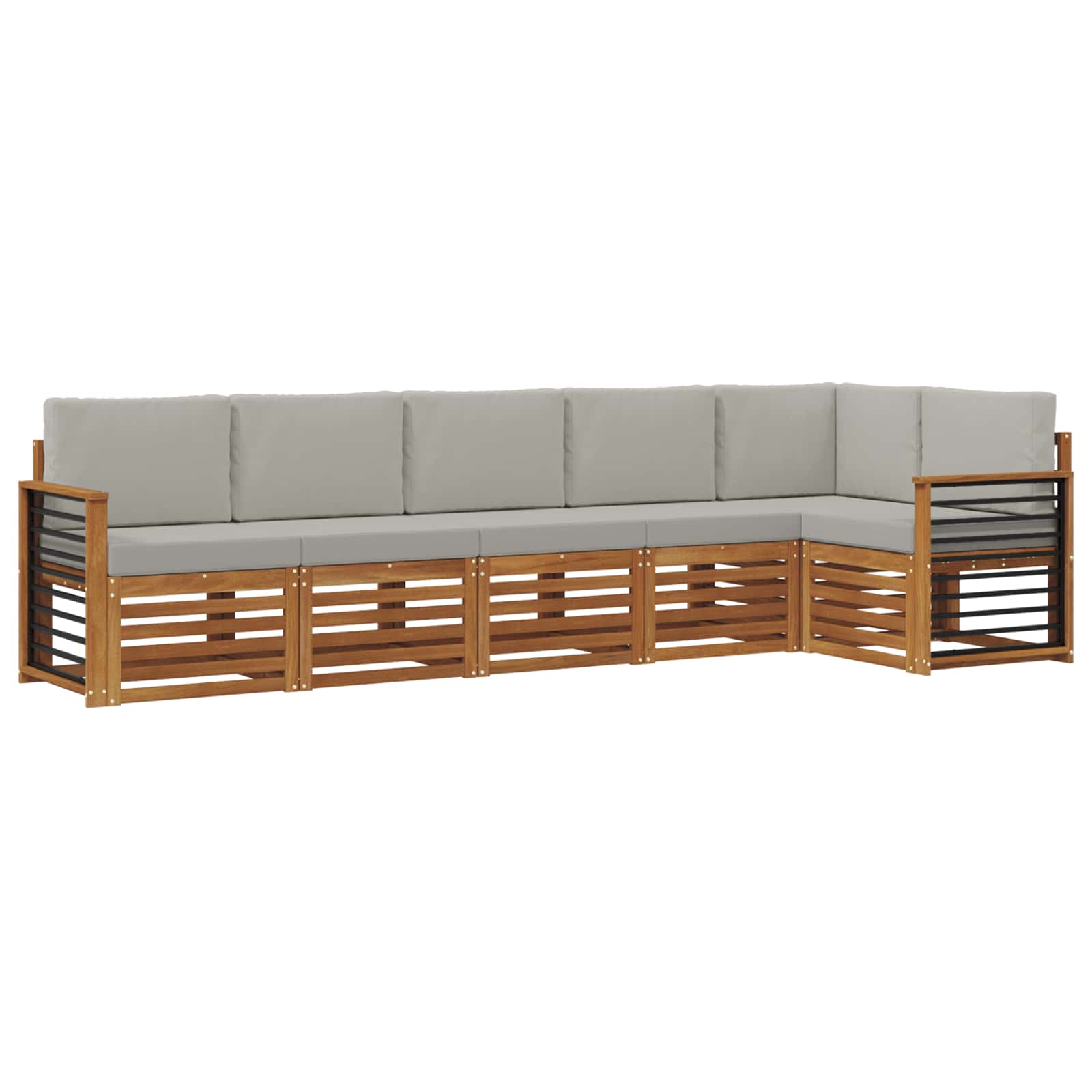 Outdoor-Sofagarnitur 6 stk. Natürlich und Hellgrau Polyester