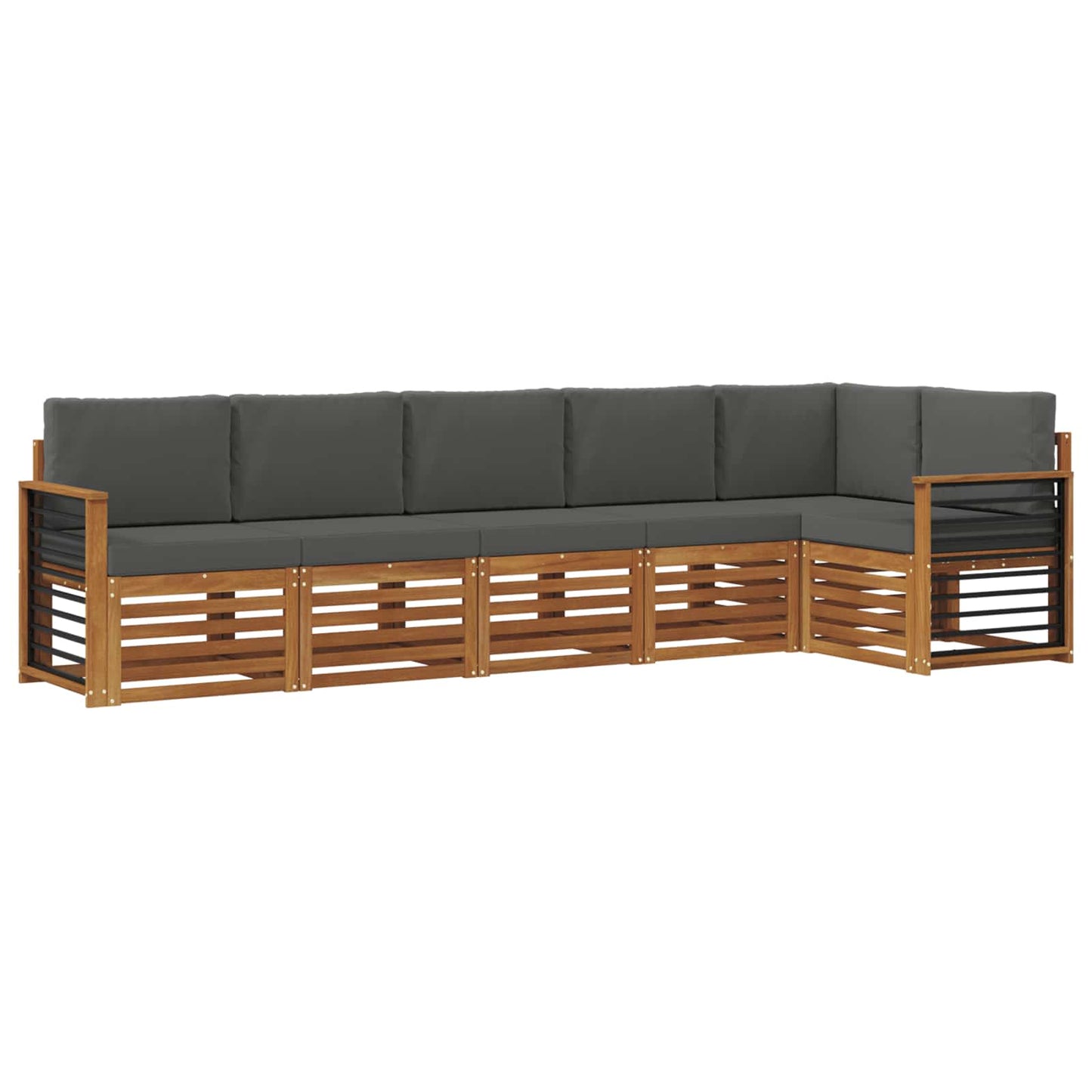 Ecksofa Set 6 pcs Natur und Anthrazit Massivholz Akazie