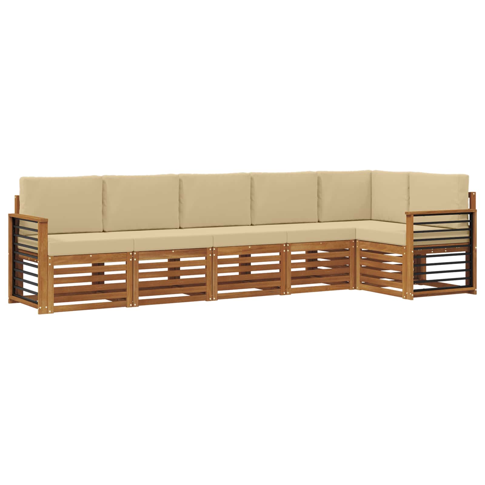 Outdoor-Sofagarnitur 6 stk. Natur und Beige Polyester