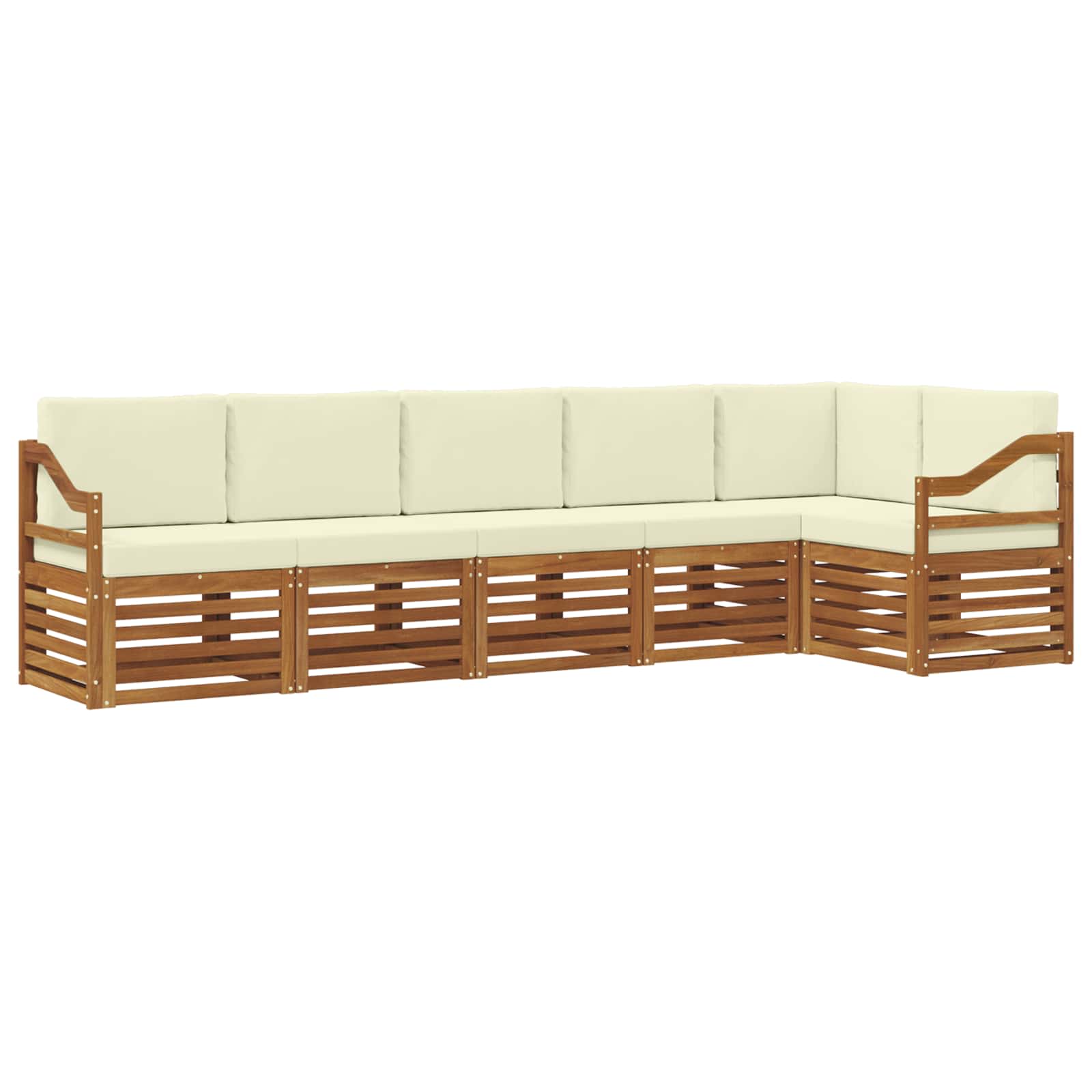 Ecksofa Set mit Kissen 6 pcs Natur und Creme Massivholz Akazie