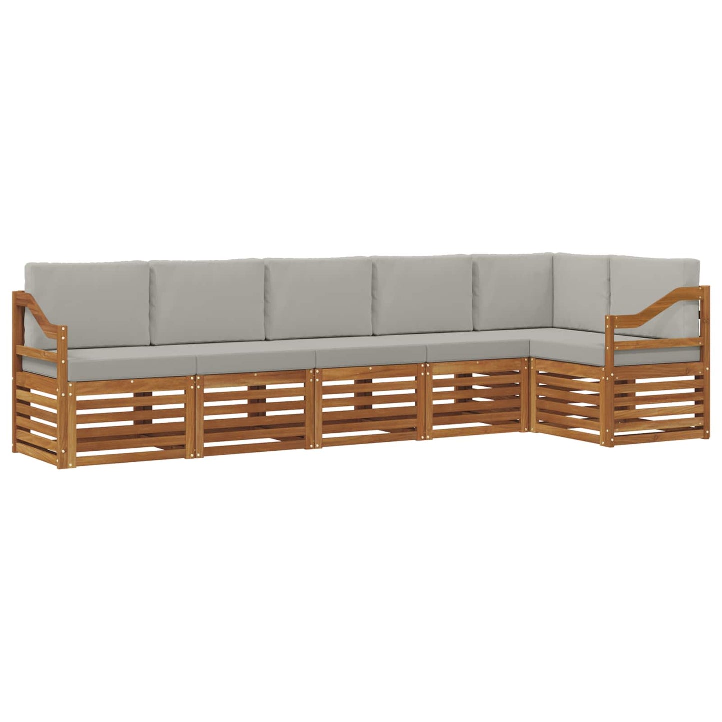 Outdoor-Sofagarnitur 6 stk. Natürlich und Hellgrau Polyester