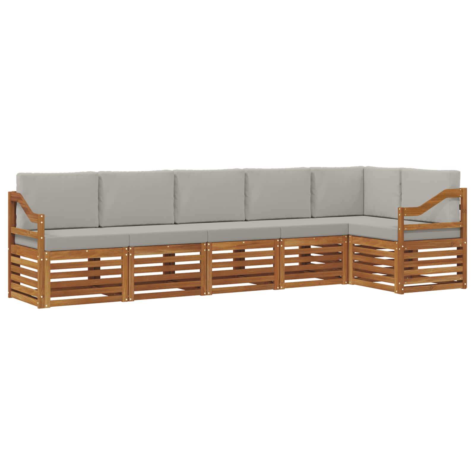 Outdoor-Sofagarnitur 6 stk. Natürlich und Hellgrau Polyester
