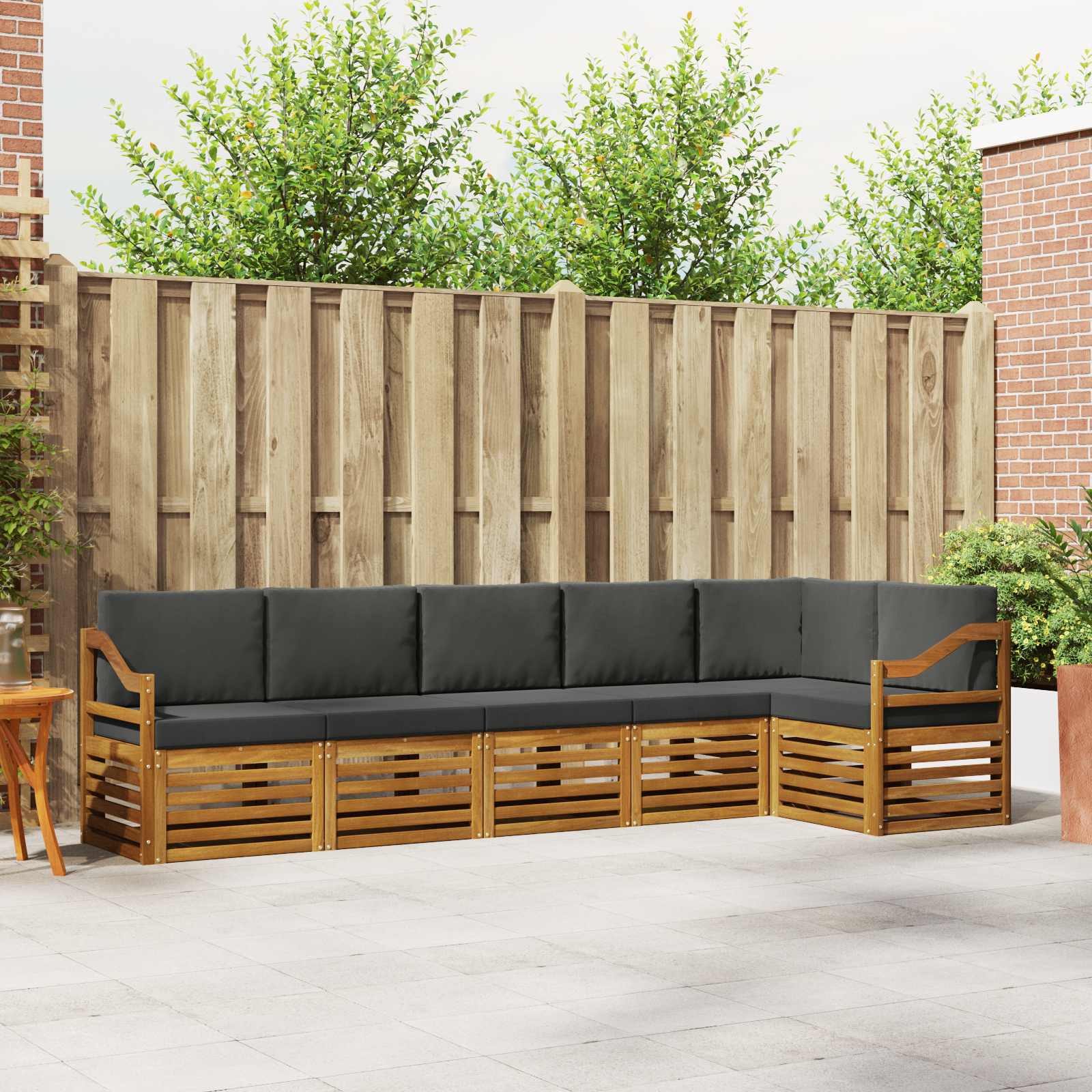 Outdoor-Sofagarnitur 6 stk. Natur und Anthrazit Polyester