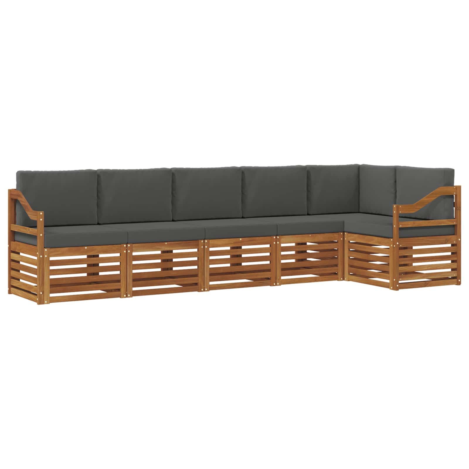Outdoor-Sofagarnitur 6 stk. Natur und Anthrazit Polyester