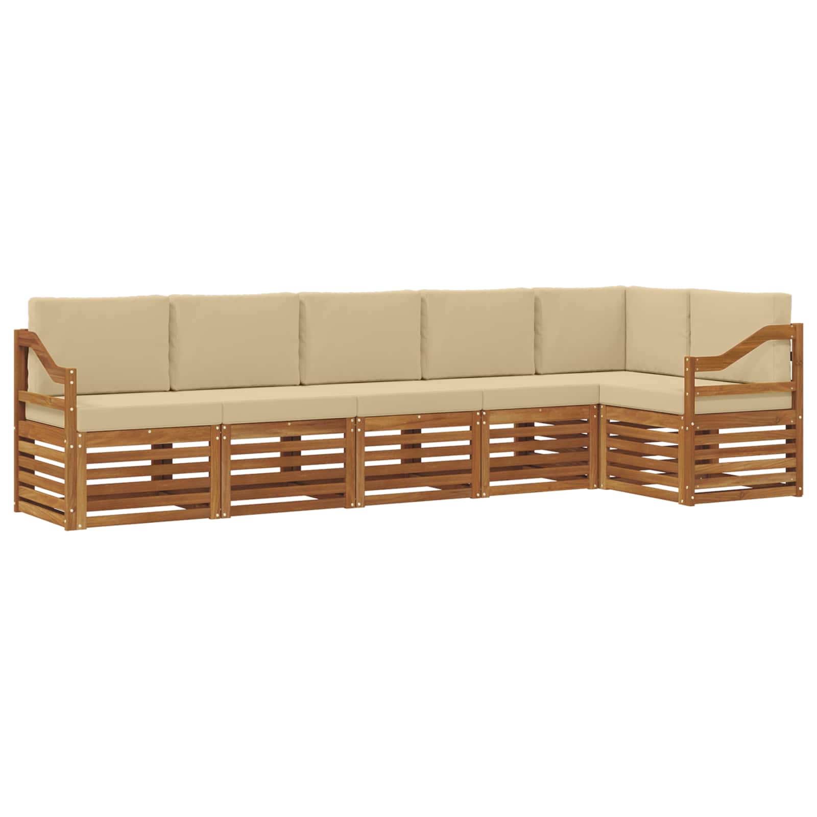 Outdoor-Sofagarnitur 6 stk. Natur und Beige Polyester