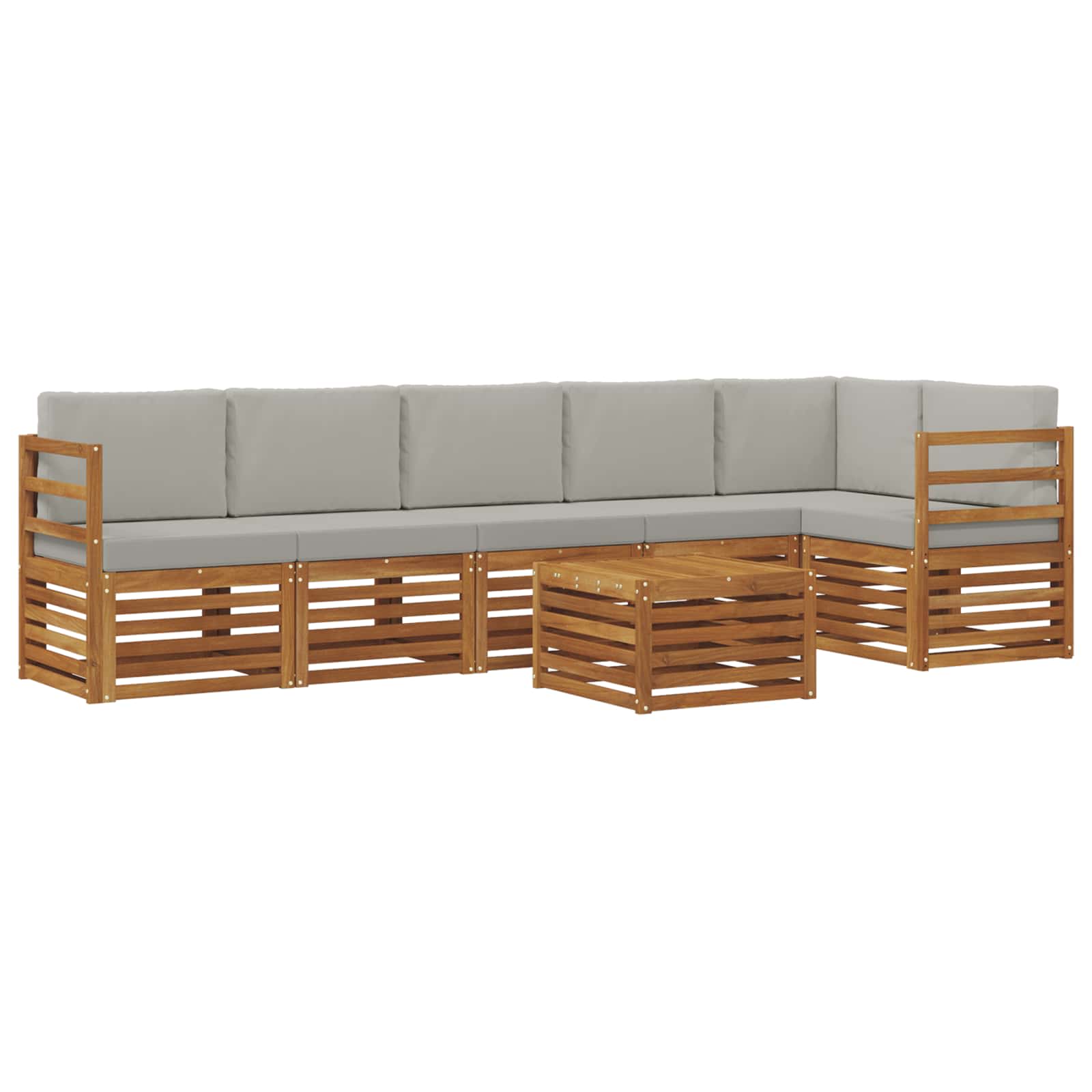 Outdoor-Sofagarnitur 7 stk. Natürlich und Hellgrau Polyester