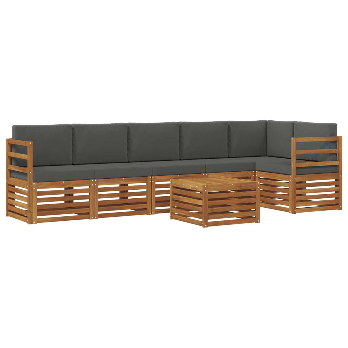 Outdoor-Sofagarnitur 7 stk. Natur und Anthrazit Polyester