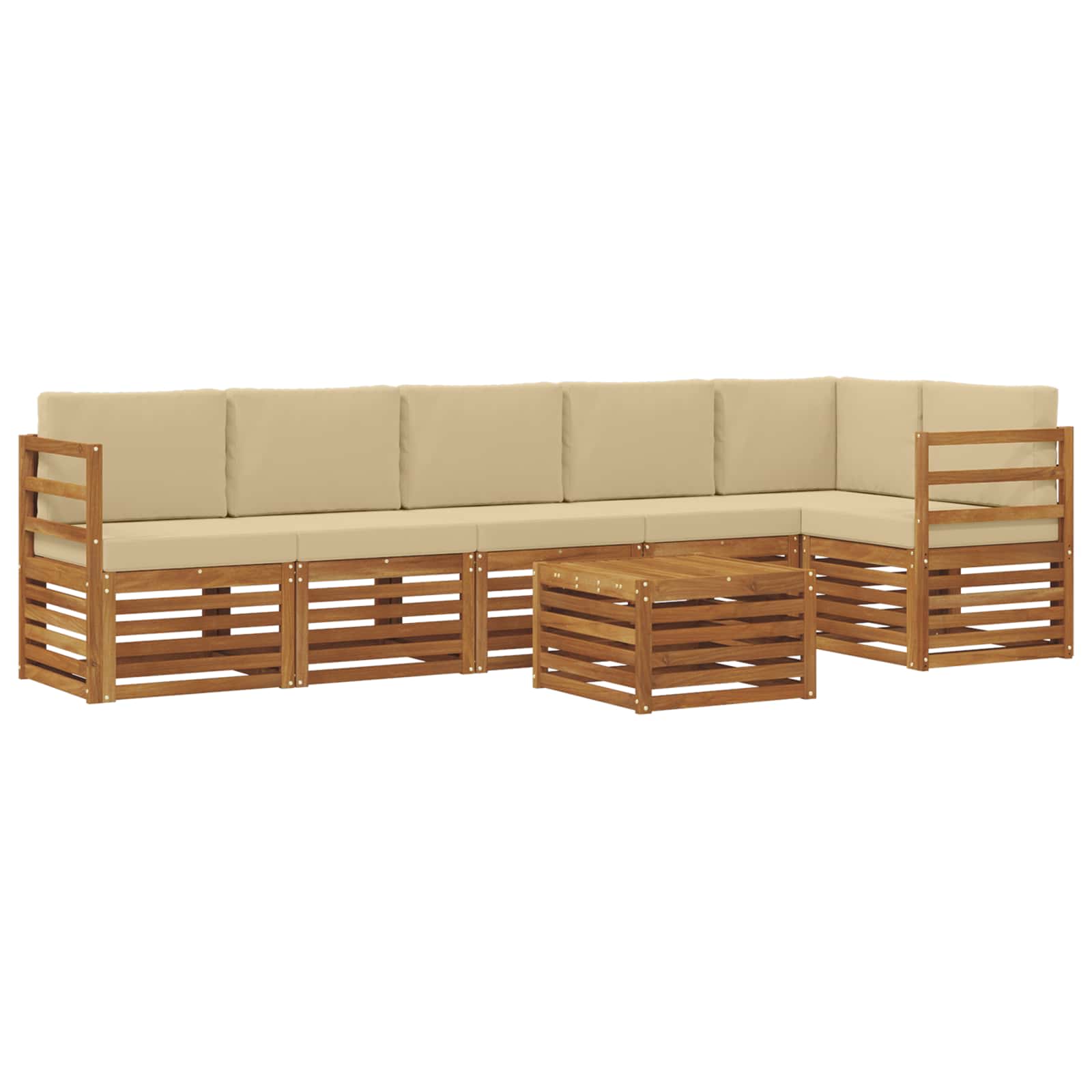Outdoor-Sofagarnitur 7 stk. Natur und Beige Polyester