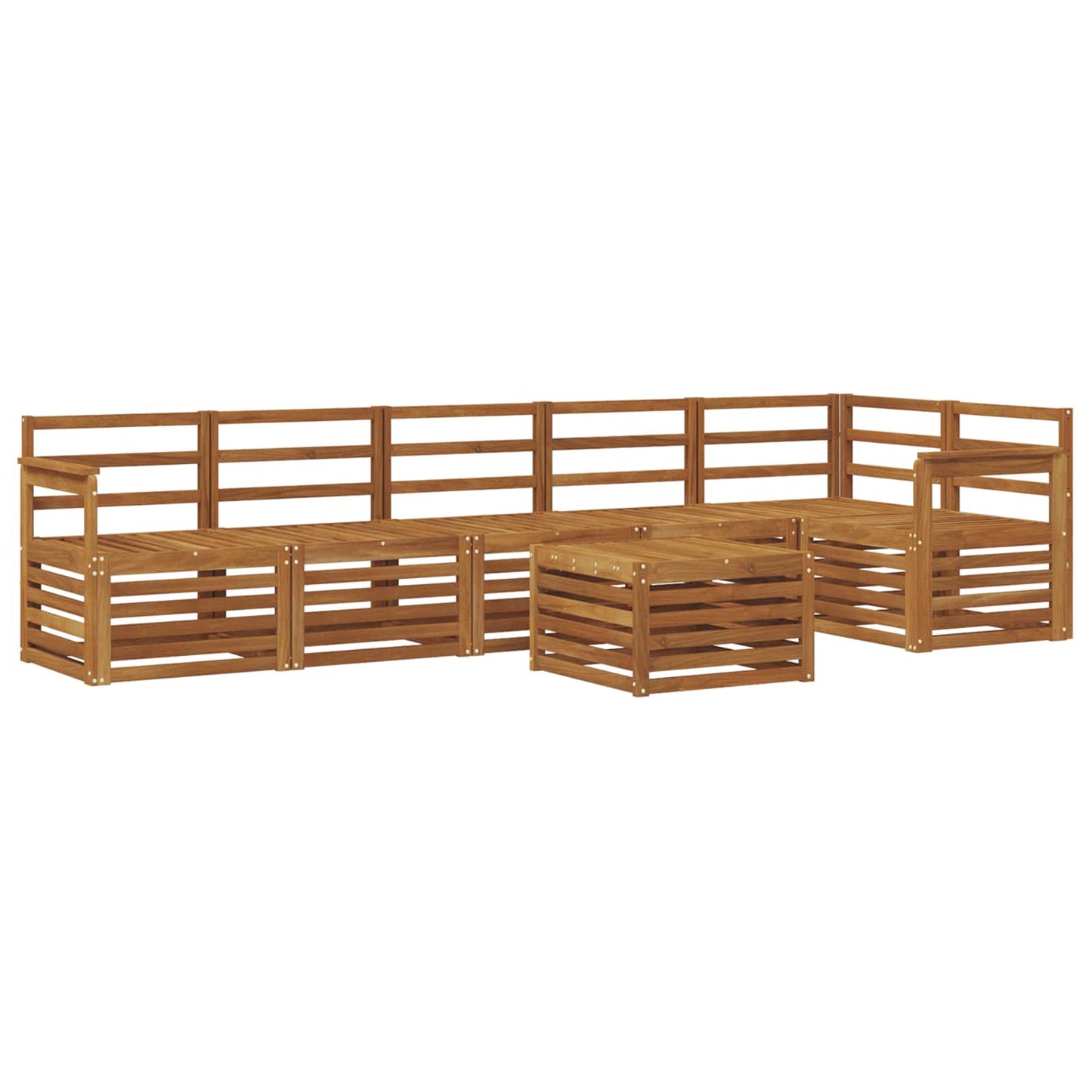 Ecksofa Set 7 pcs Natur Massivholz Akazie