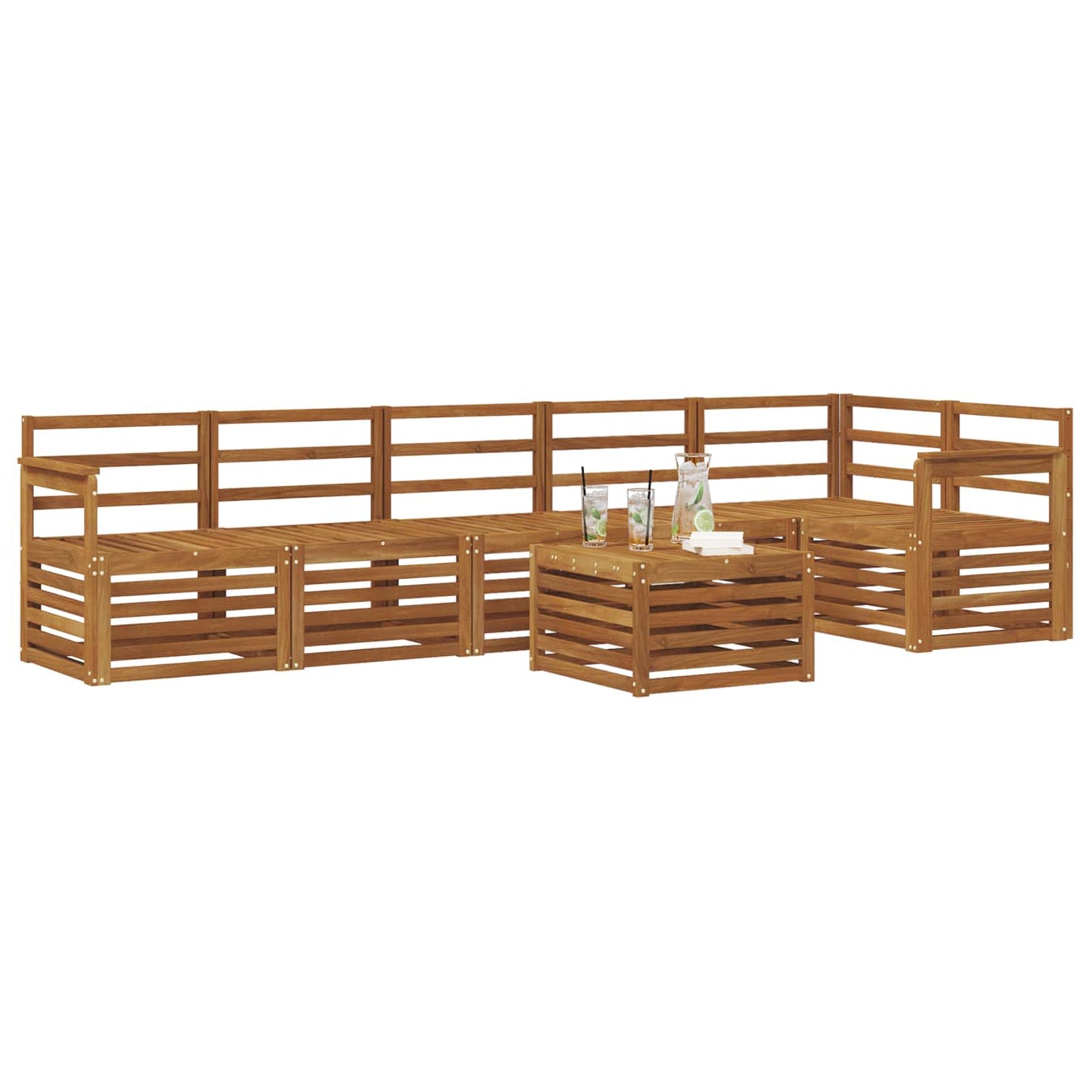 Ecksofa Set 7 pcs Natur Massivholz Akazie