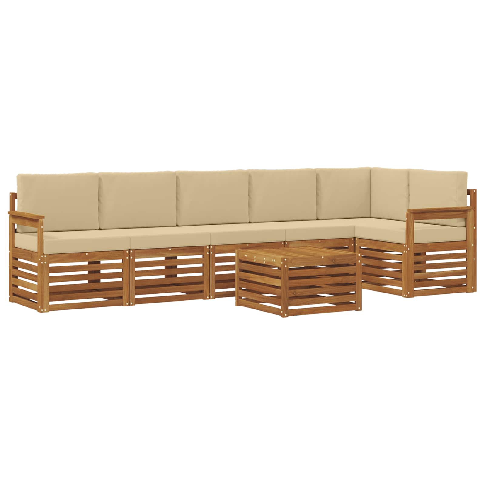 Outdoor-Sofagarnitur 7 stk. Natur und Beige Polyester