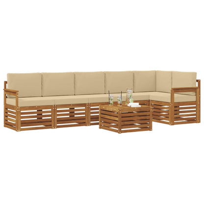 Outdoor-Sofagarnitur 7 stk. Natur und Beige Polyester