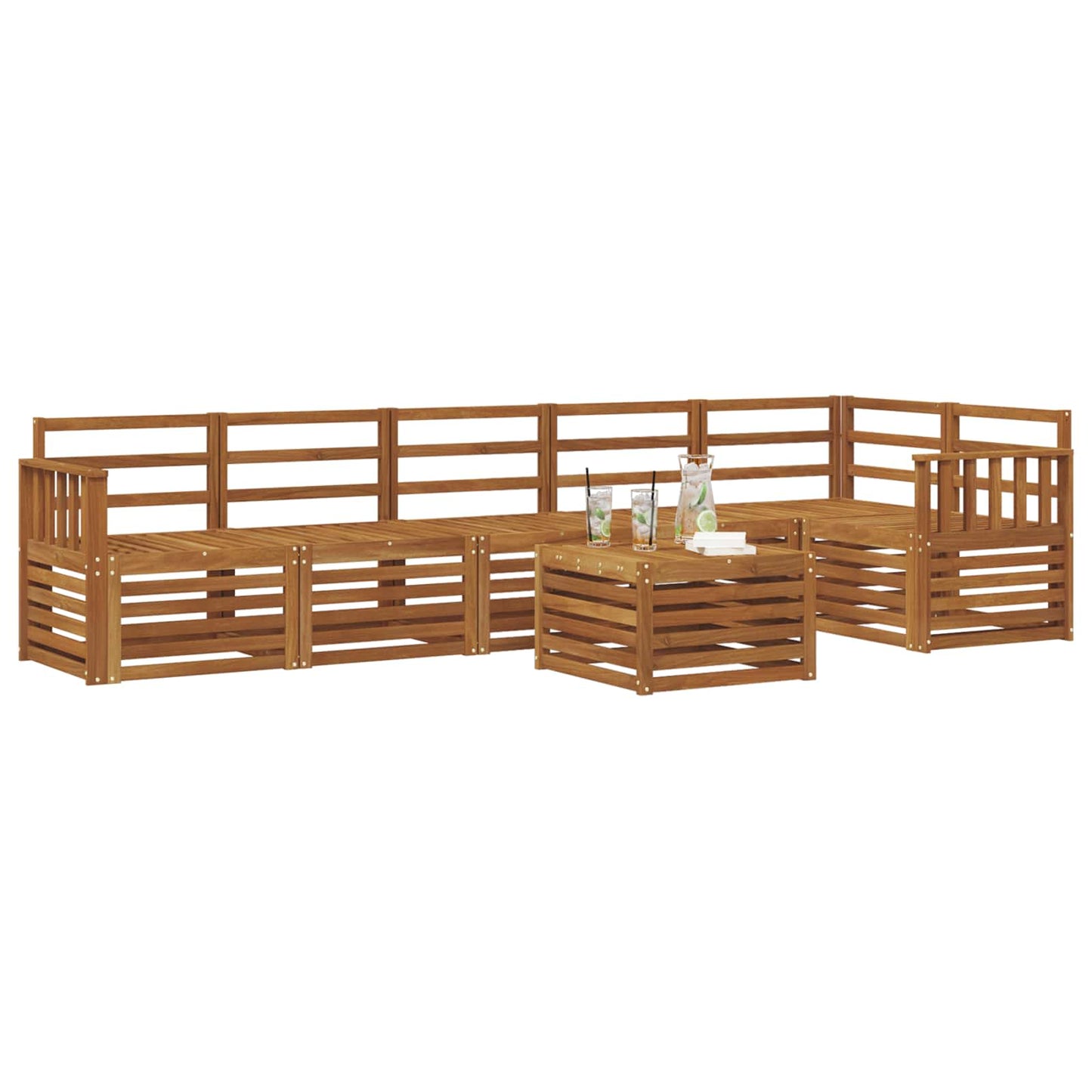 Ecksofa Set 7 pcs Natur Massivholz Akazie