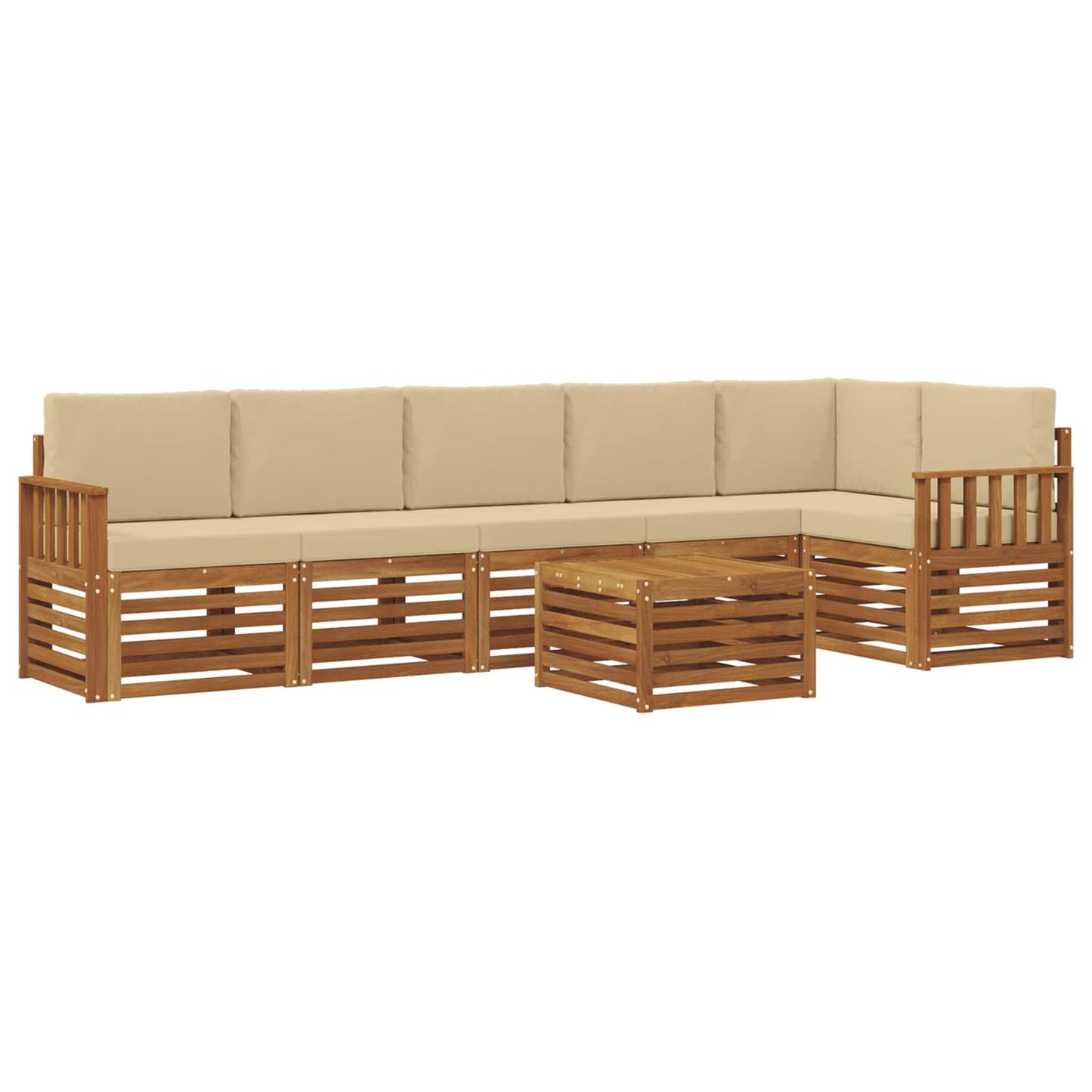 Outdoor-Sofagarnitur 7 stk. Natur und Beige Polyester