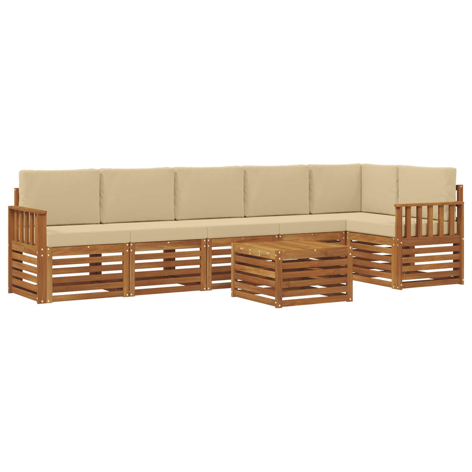 Outdoor-Sofagarnitur 7 stk. Natur und Beige Polyester
