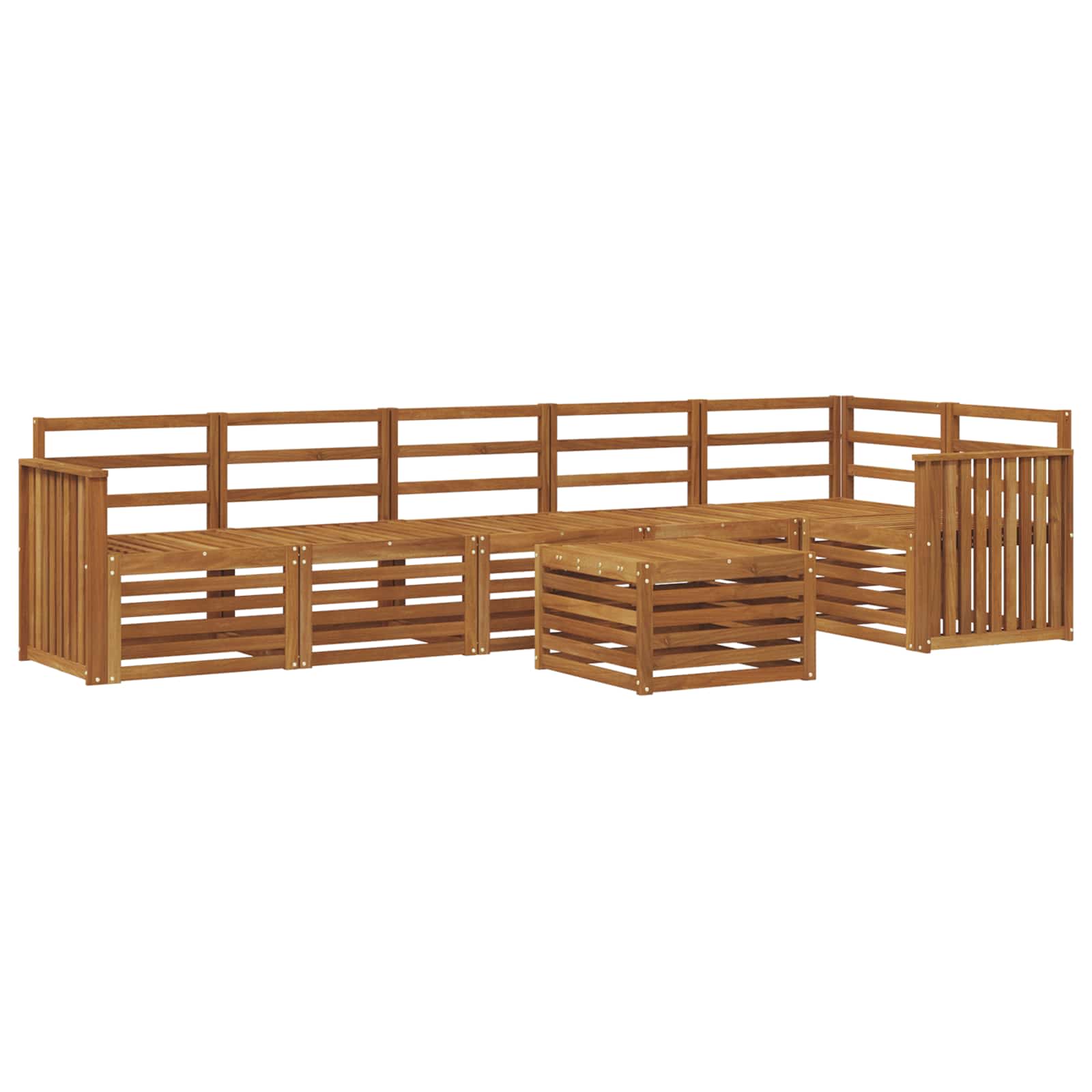 Ecksofa Set 7 pcs Natur Massivholz Akazie