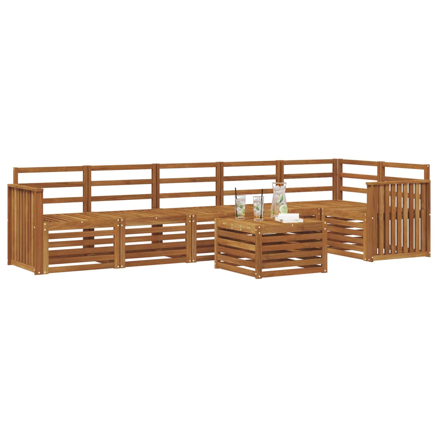 Ecksofa Set 7 pcs Natur Massivholz Akazie