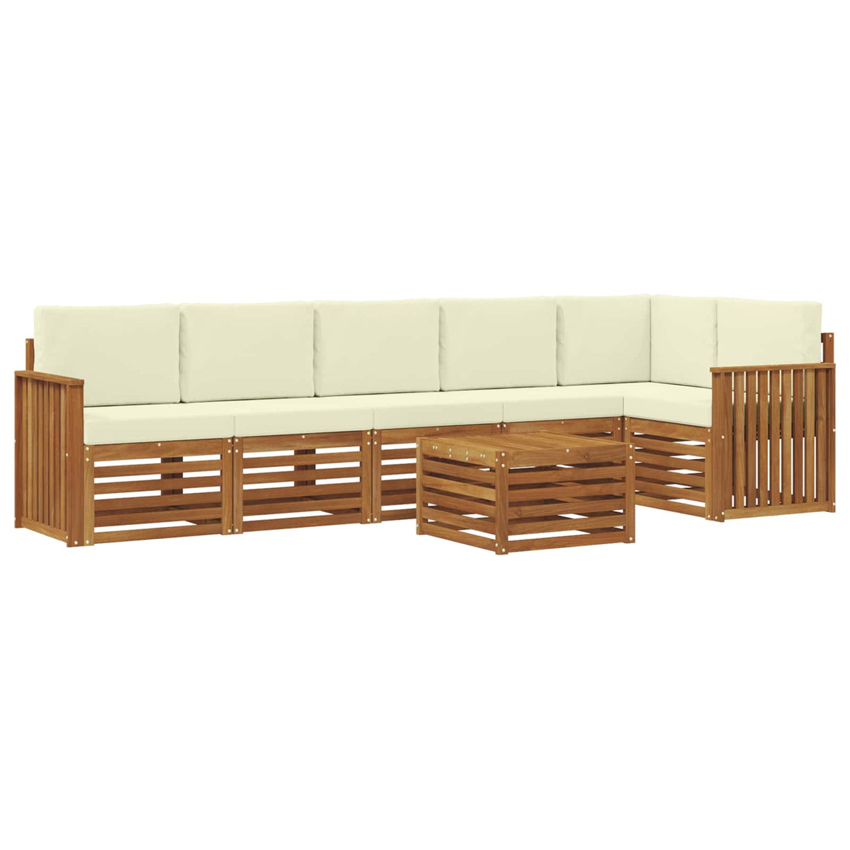 Outdoor-Sofagarnitur 7 stk. Natur und Creme Polyester