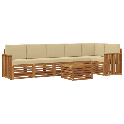 Outdoor-Sofagarnitur 7 stk. Natur und Beige Polyester