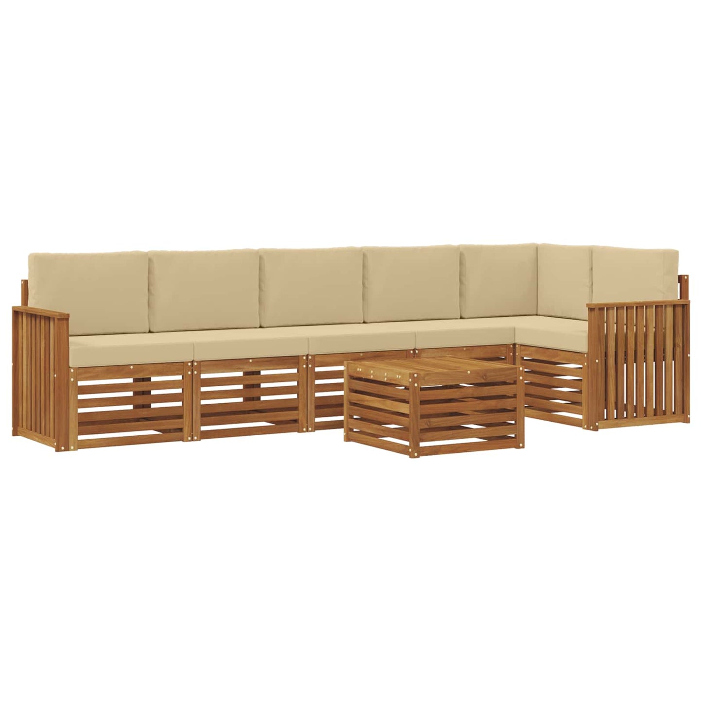 Outdoor-Sofagarnitur 7 stk. Natur und Beige Polyester