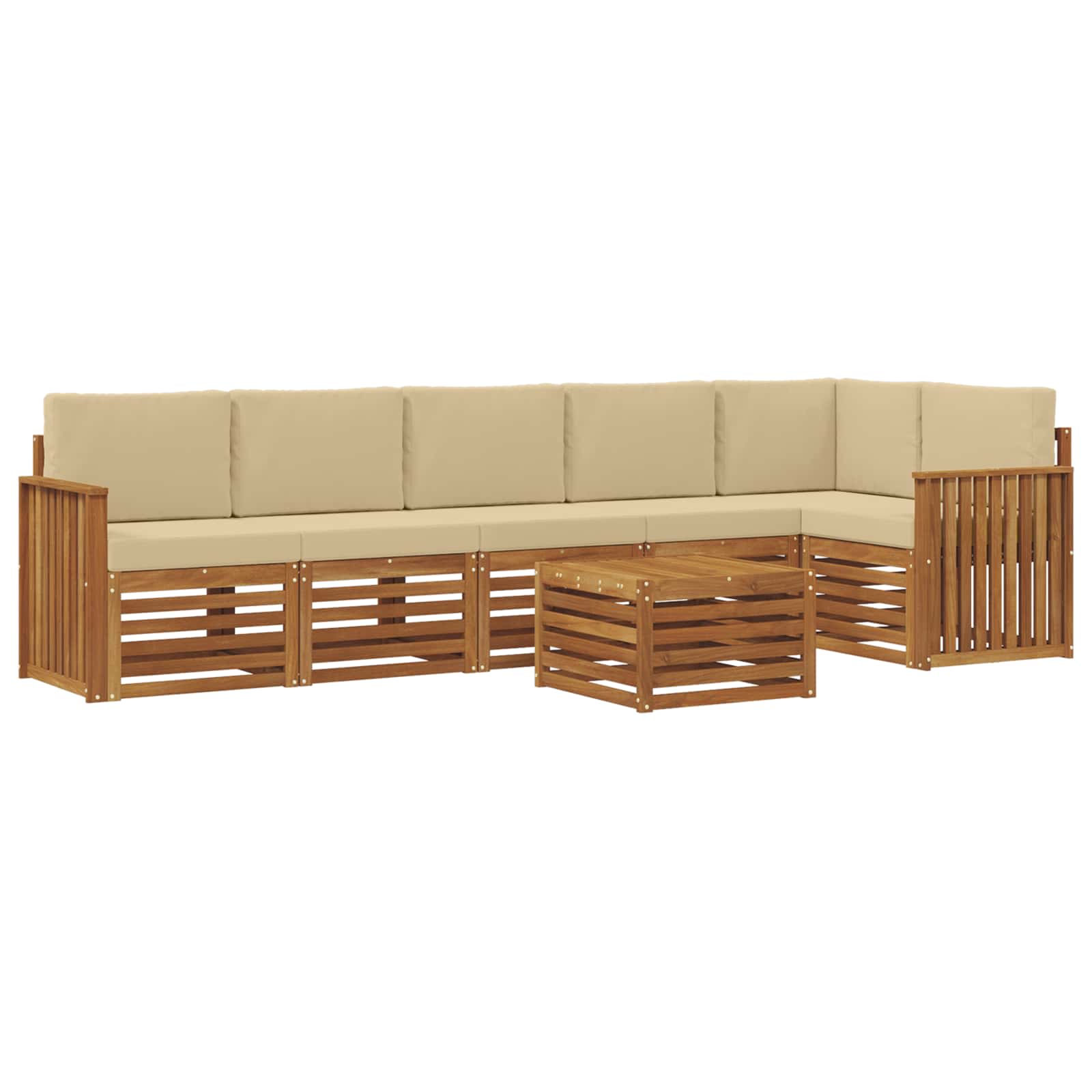 Outdoor-Sofagarnitur 7 stk. Natur und Beige Polyester