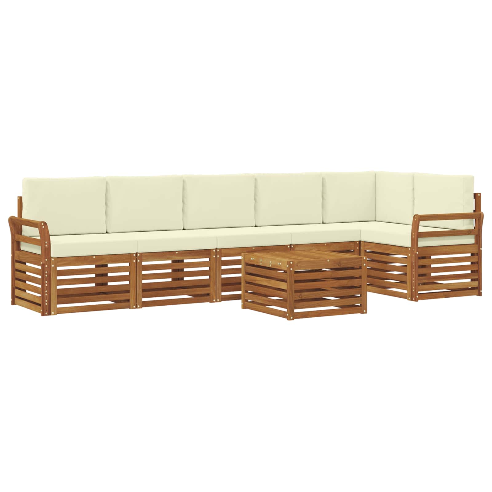 Outdoor-Sofagarnitur 7 stk. Natur und Creme Polyester