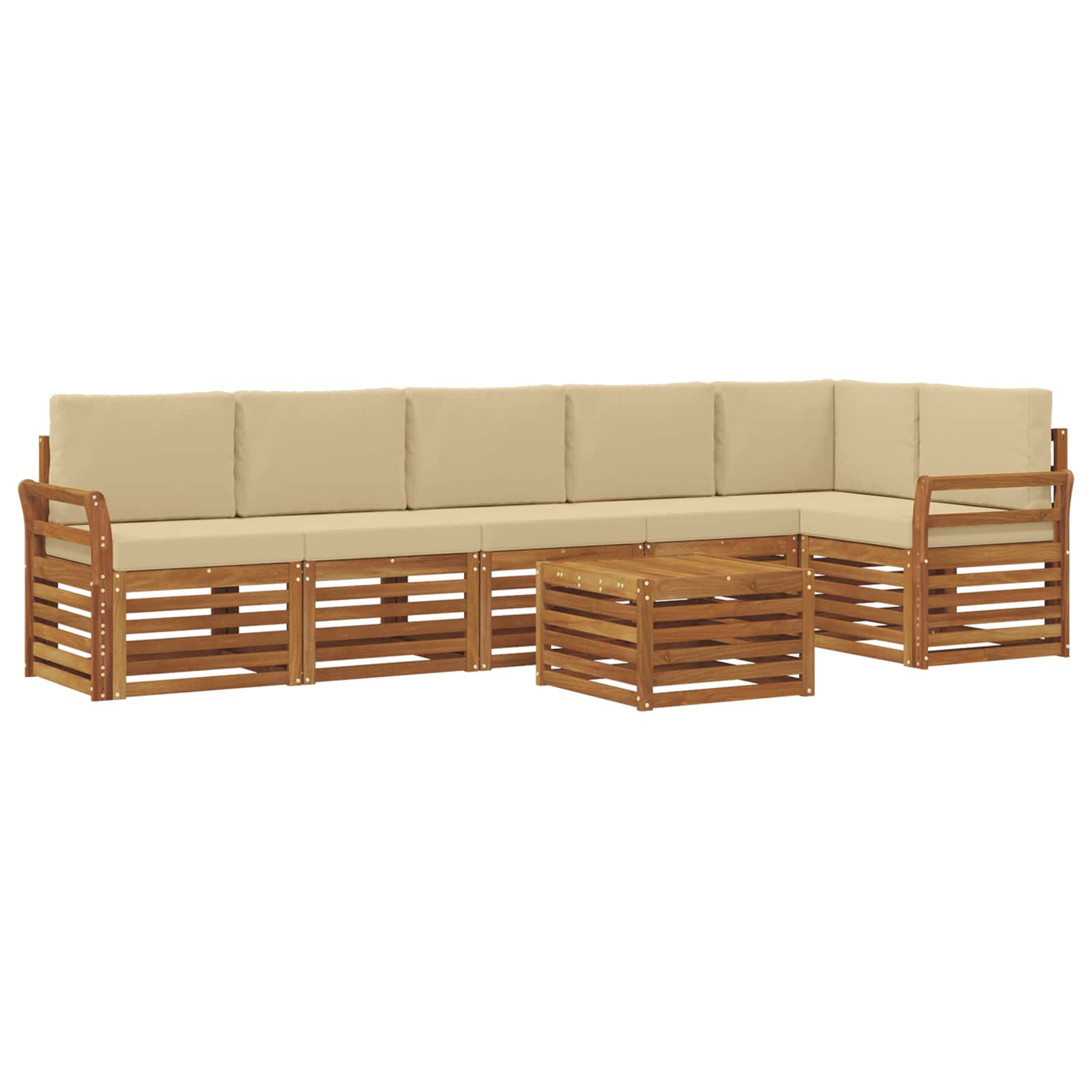 Outdoor-Sofagarnitur 7 stk. Natur und Beige Polyester