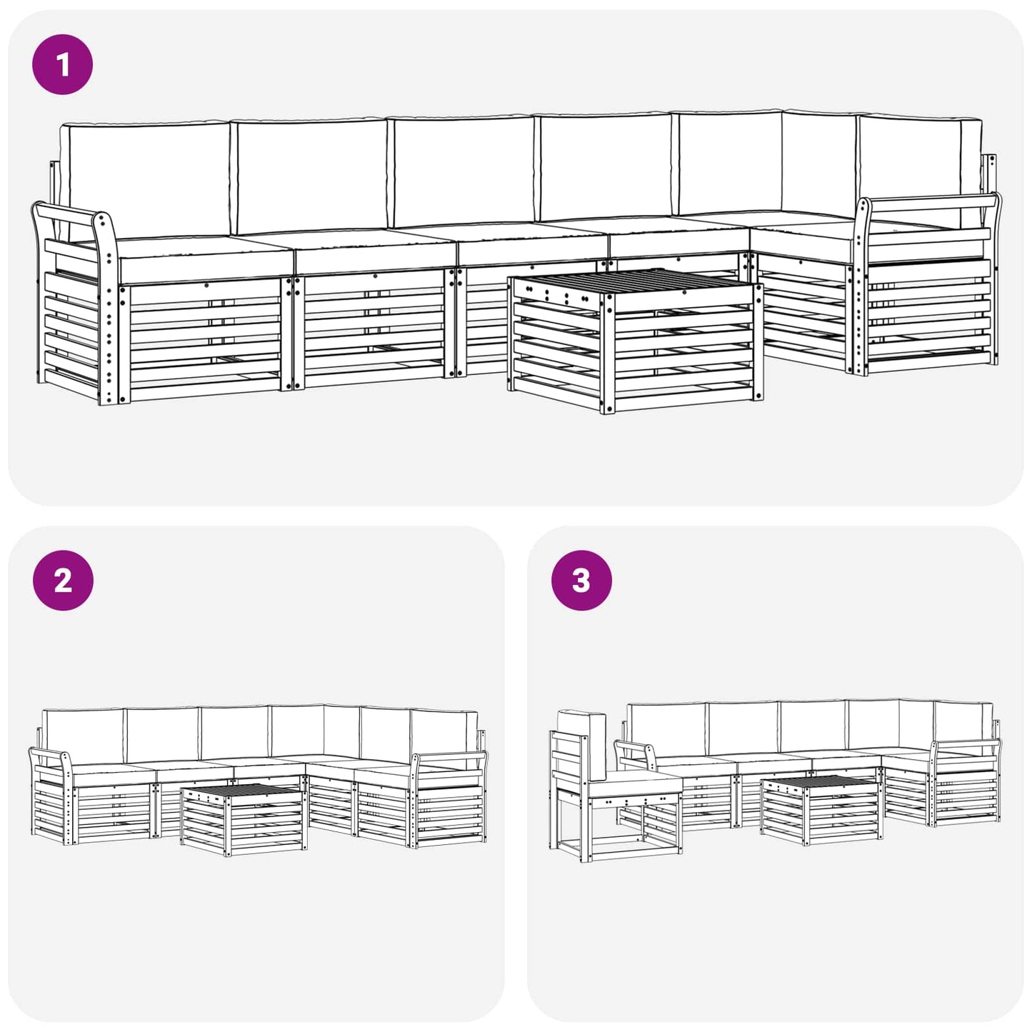 Outdoor-Sofagarnitur 7 stk. Natur und Beige Polyester