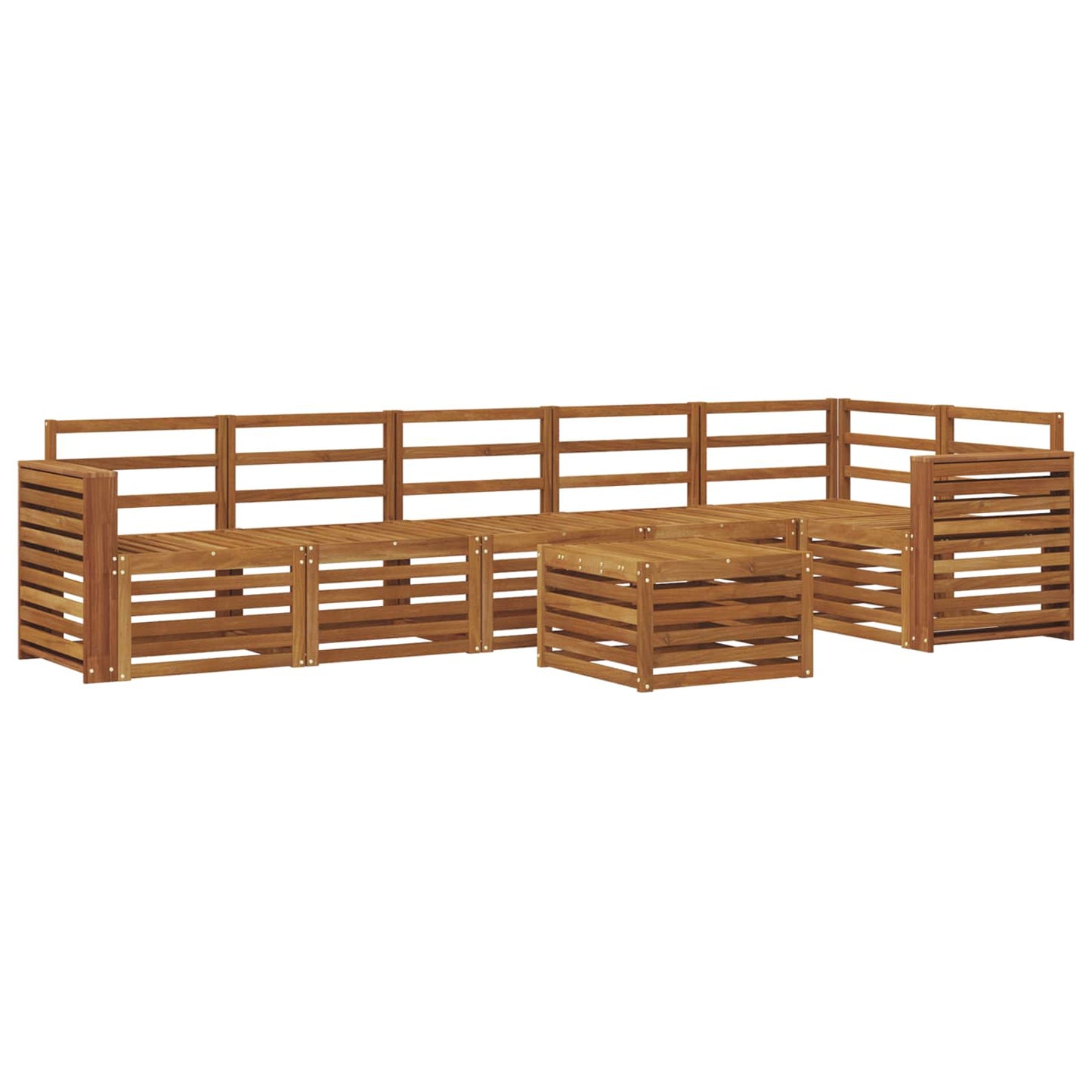 Ecksofa Set 7 pcs Natur Massivholz Akazie
