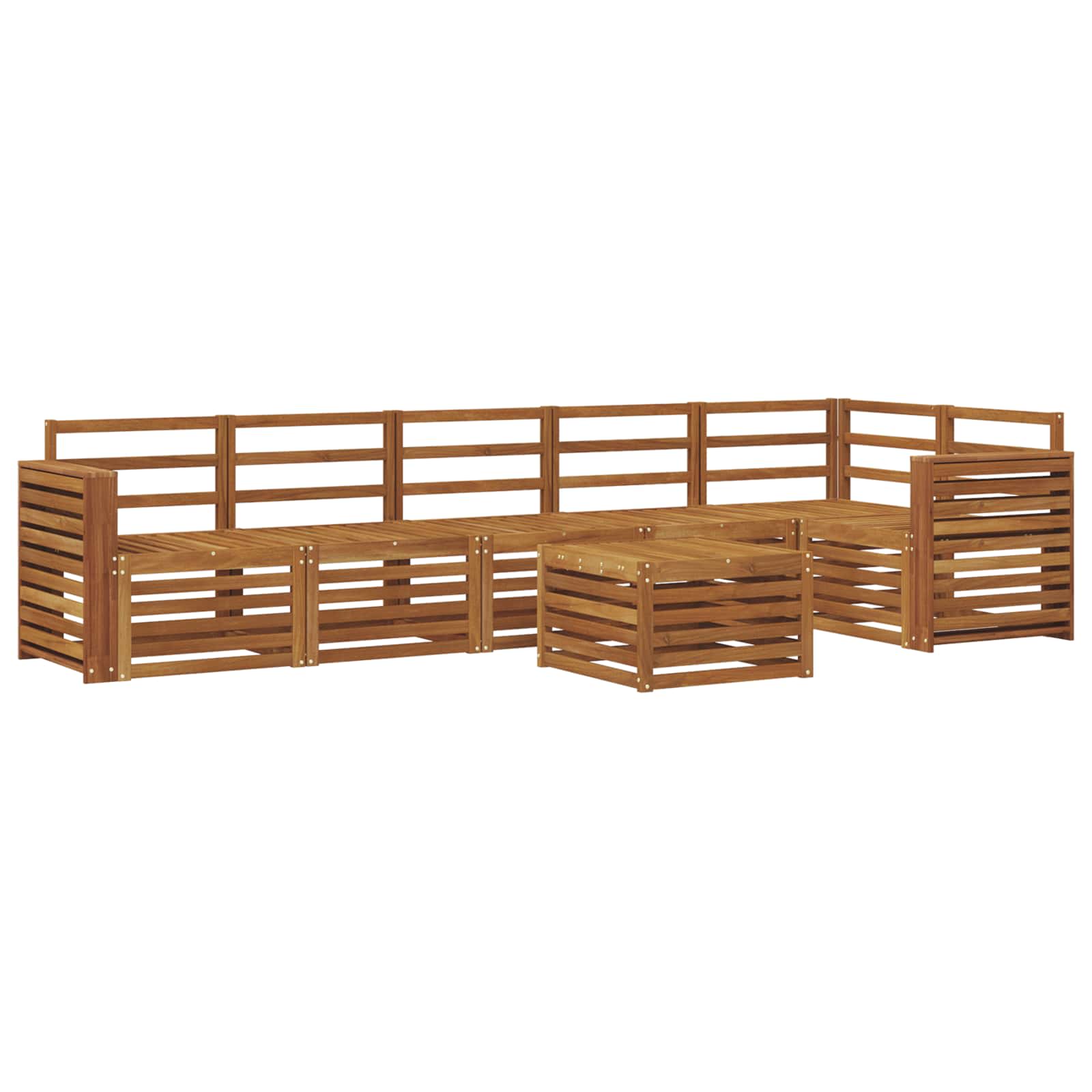 Ecksofa Set 7 pcs Natur Massivholz Akazie