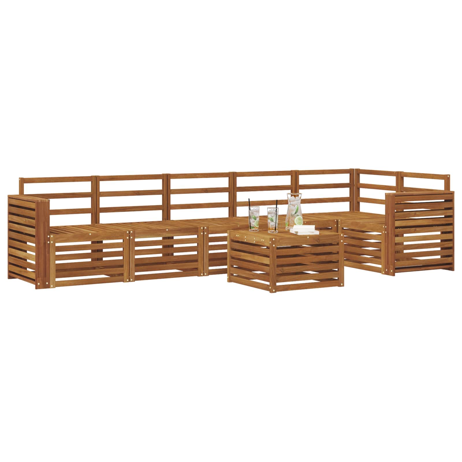 Ecksofa Set 7 pcs Natur Massivholz Akazie