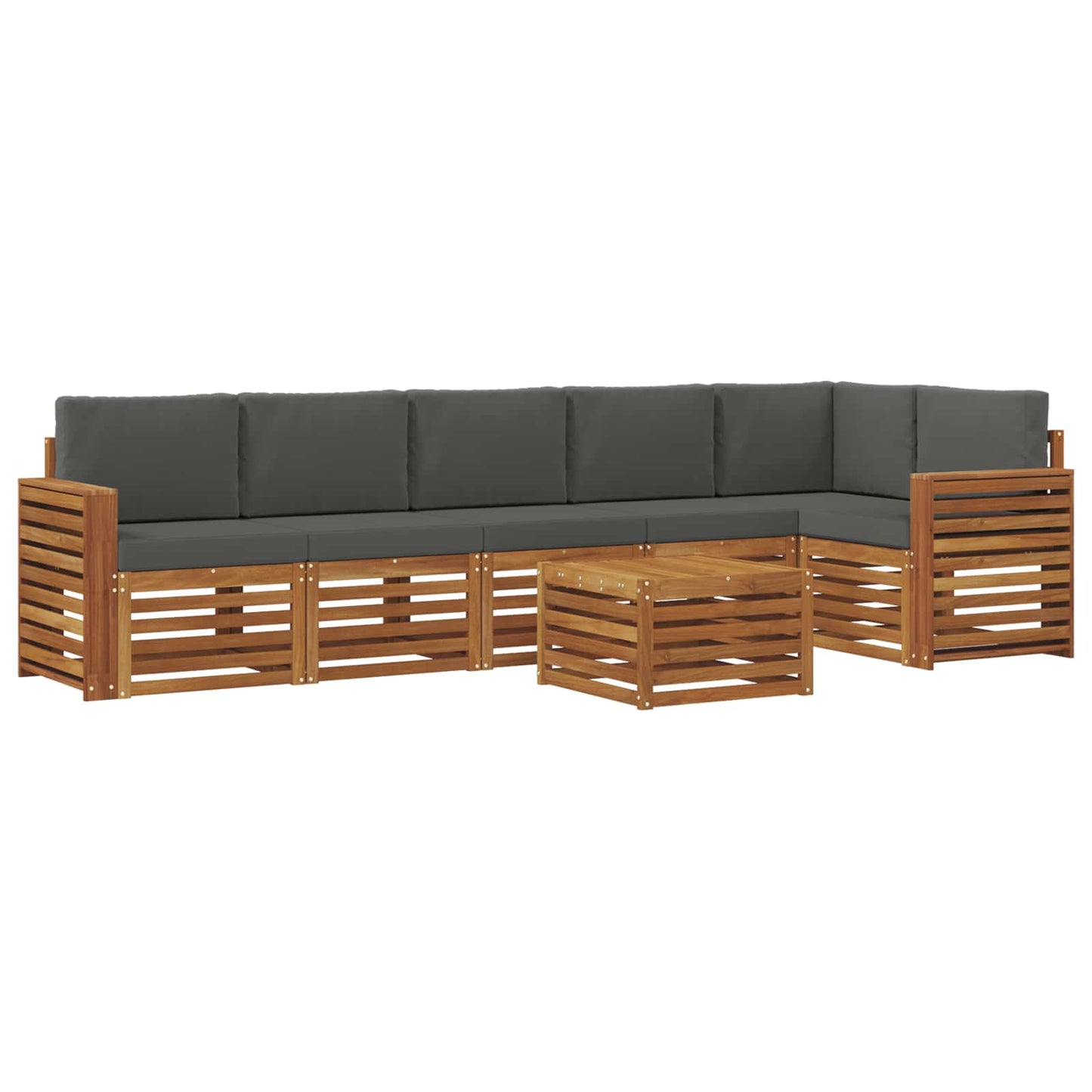 Outdoor-Sofagarnitur 7 stk. Natur und Anthrazit Polyester