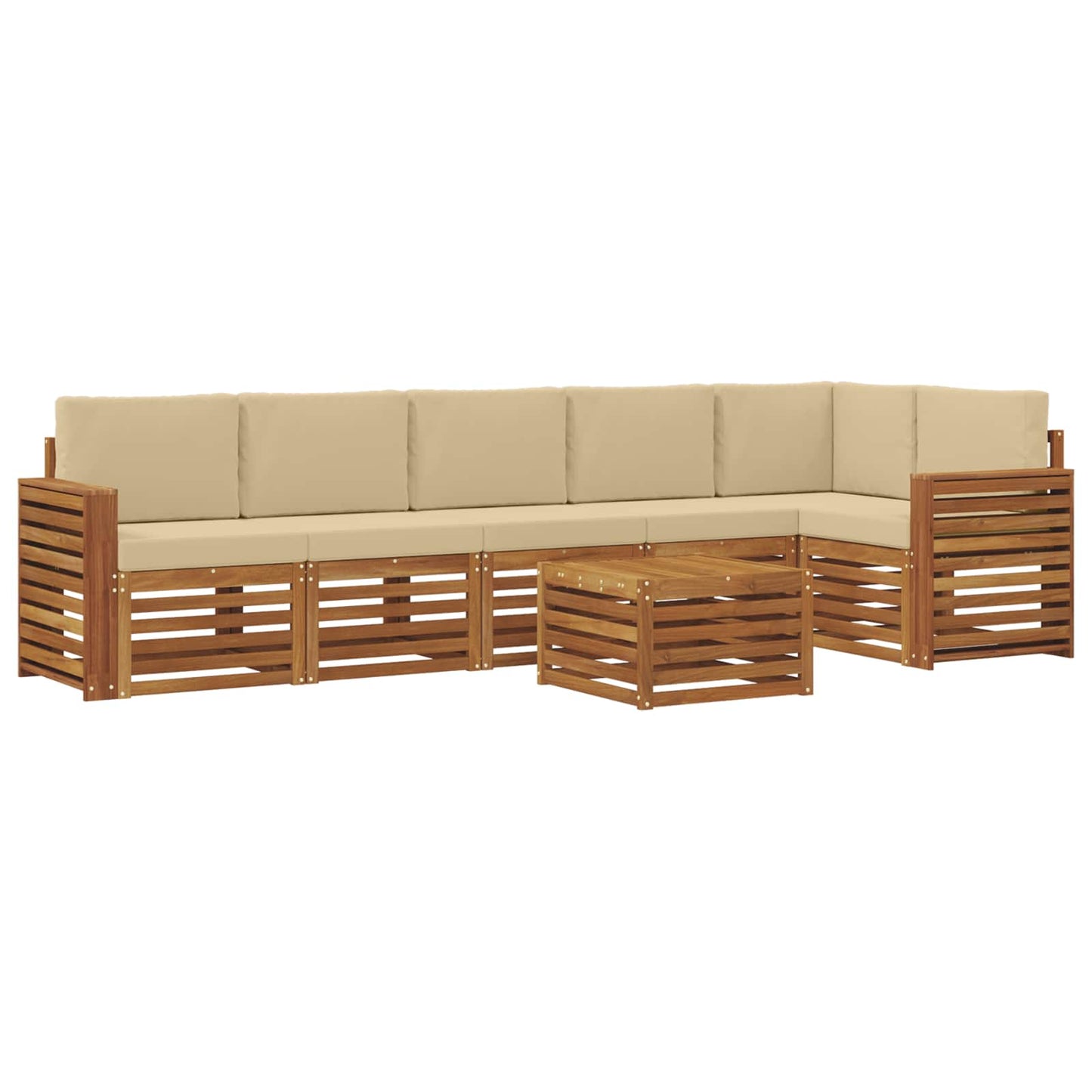 Outdoor-Sofagarnitur 7 stk. Natur und Beige Polyester