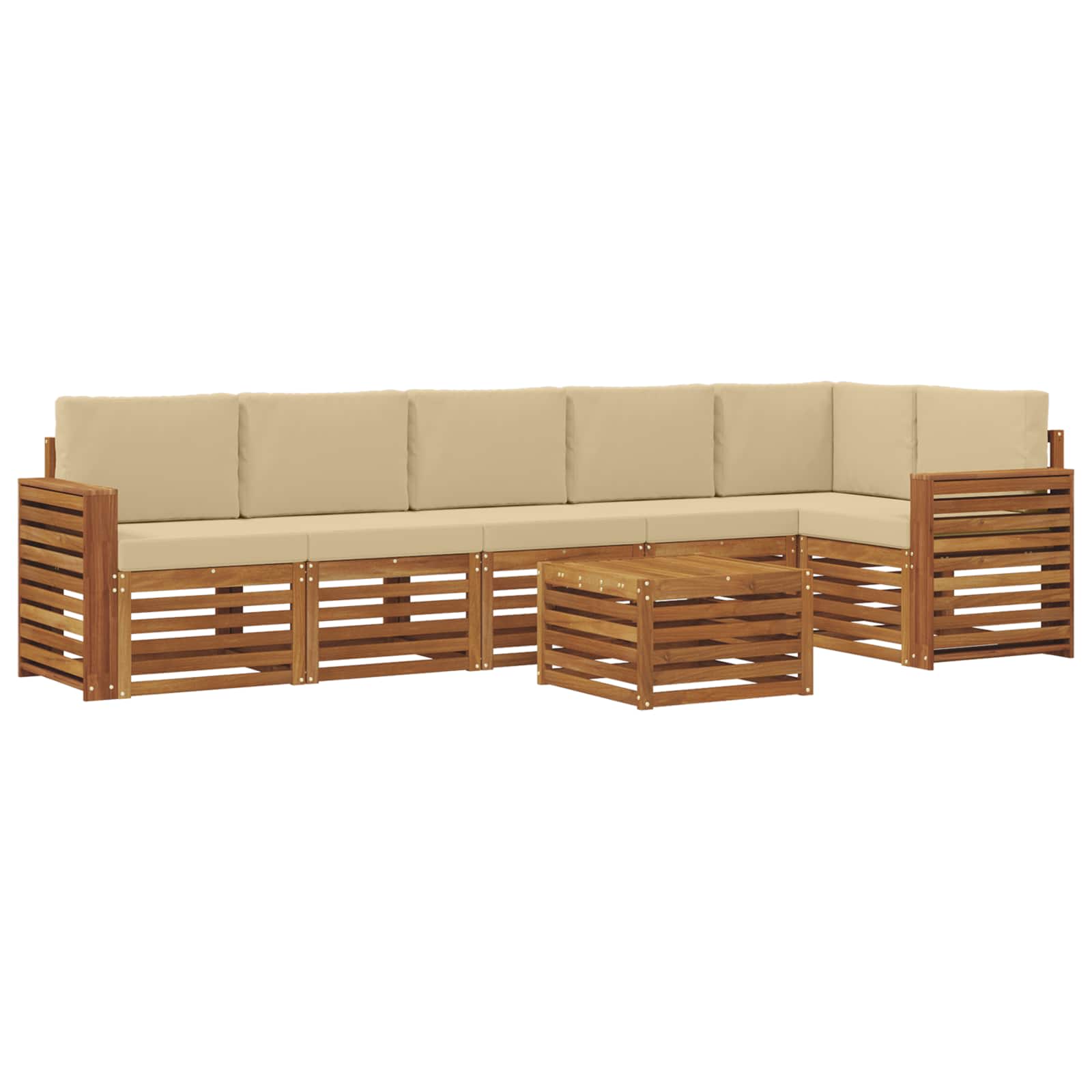 Outdoor-Sofagarnitur 7 stk. Natur und Beige Polyester