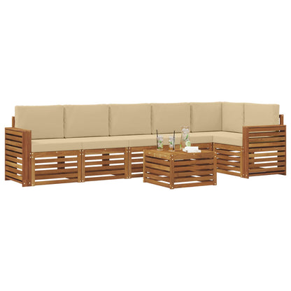Outdoor-Sofagarnitur 7 stk. Natur und Beige Polyester