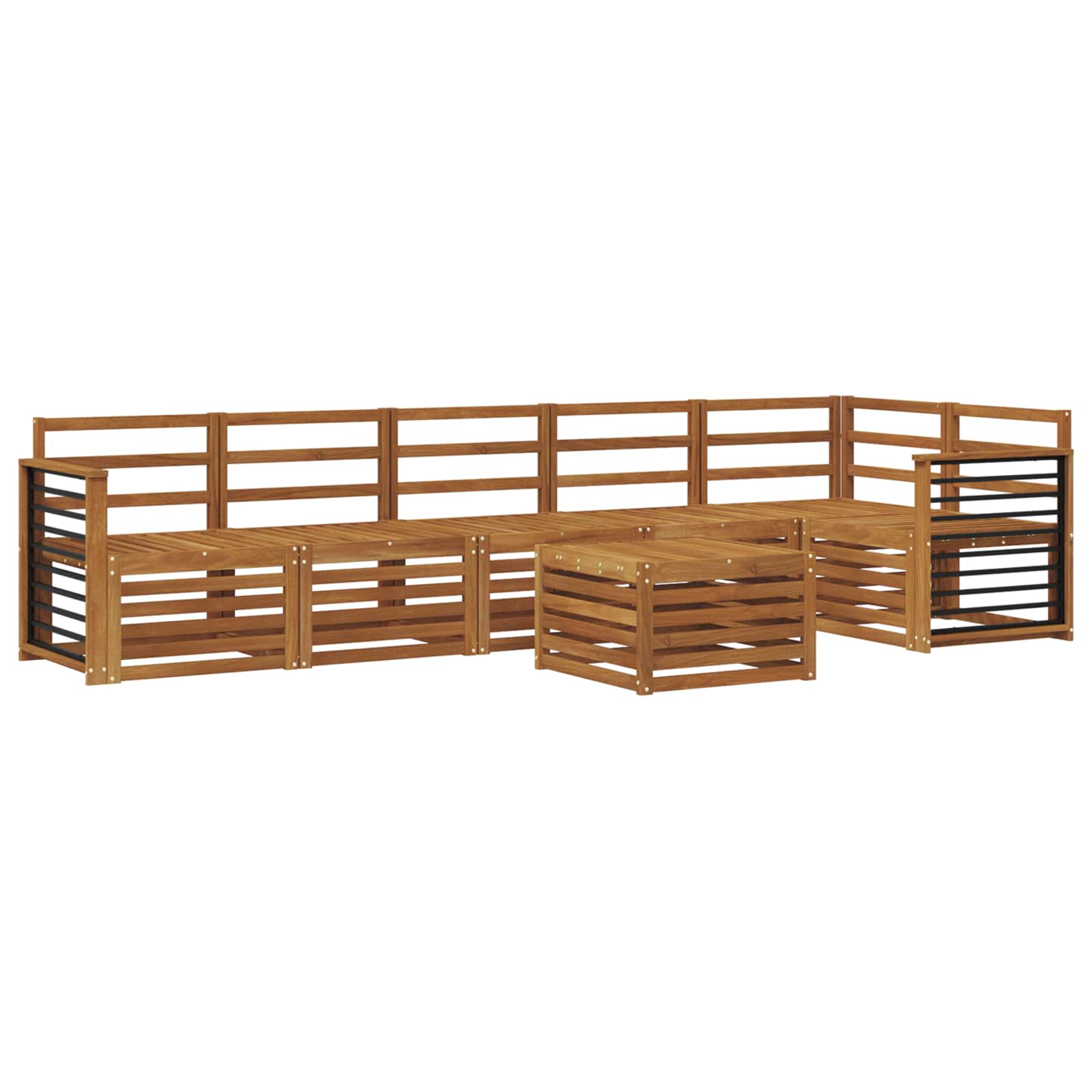 Ecksofa Set 7 pcs Natur Massivholz Akazie
