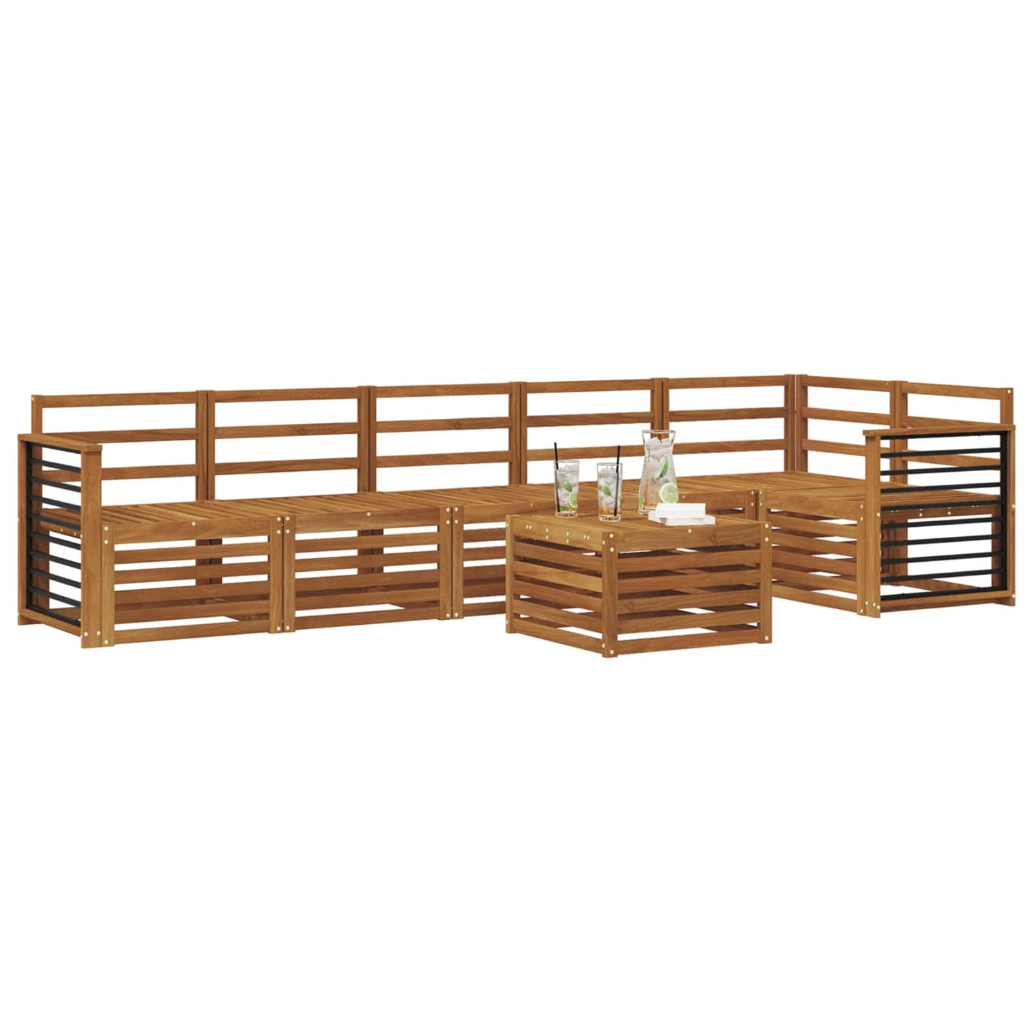 Ecksofa Set 7 pcs Natur Massivholz Akazie
