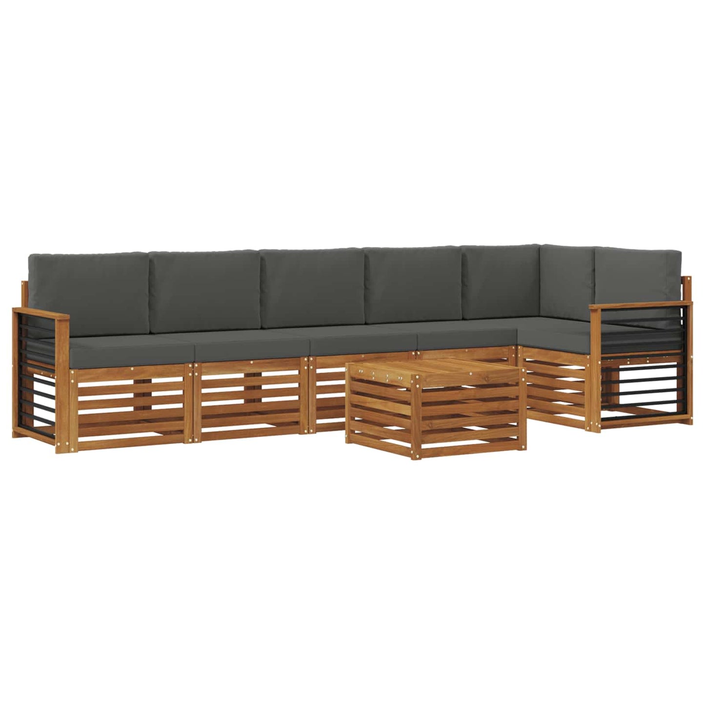 Outdoor-Sofagarnitur 7 stk. Natur und Anthrazit Polyester